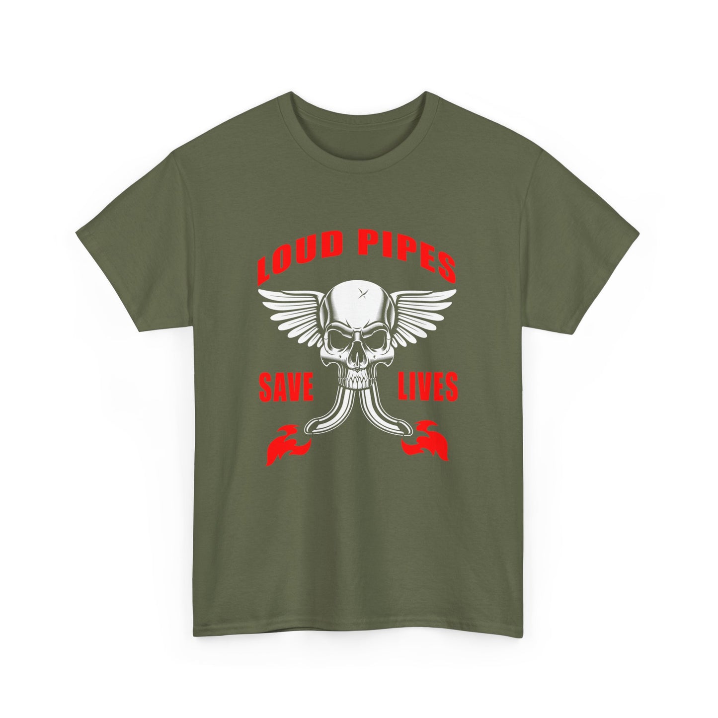 Loud Pipes Save Lives Graphic Tee - Gildan® 5000 Heavy Cotton™, Classic Fit for Passionate Riders