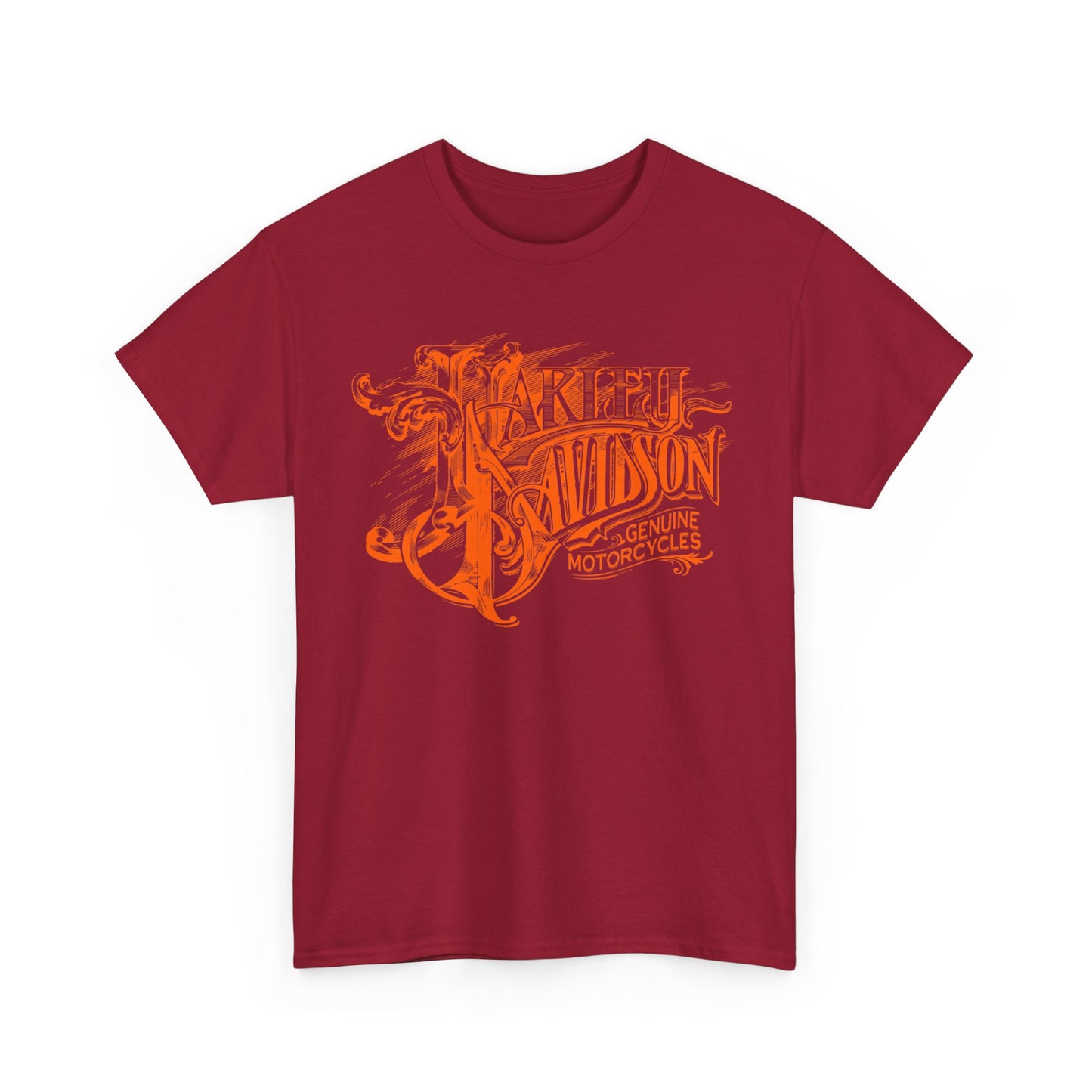 Harley Davidson Text Tee - Gildan® 5000 Heavy Cotton™, Sleek and Stylish Design, Edgy & Comfortable Streetwear