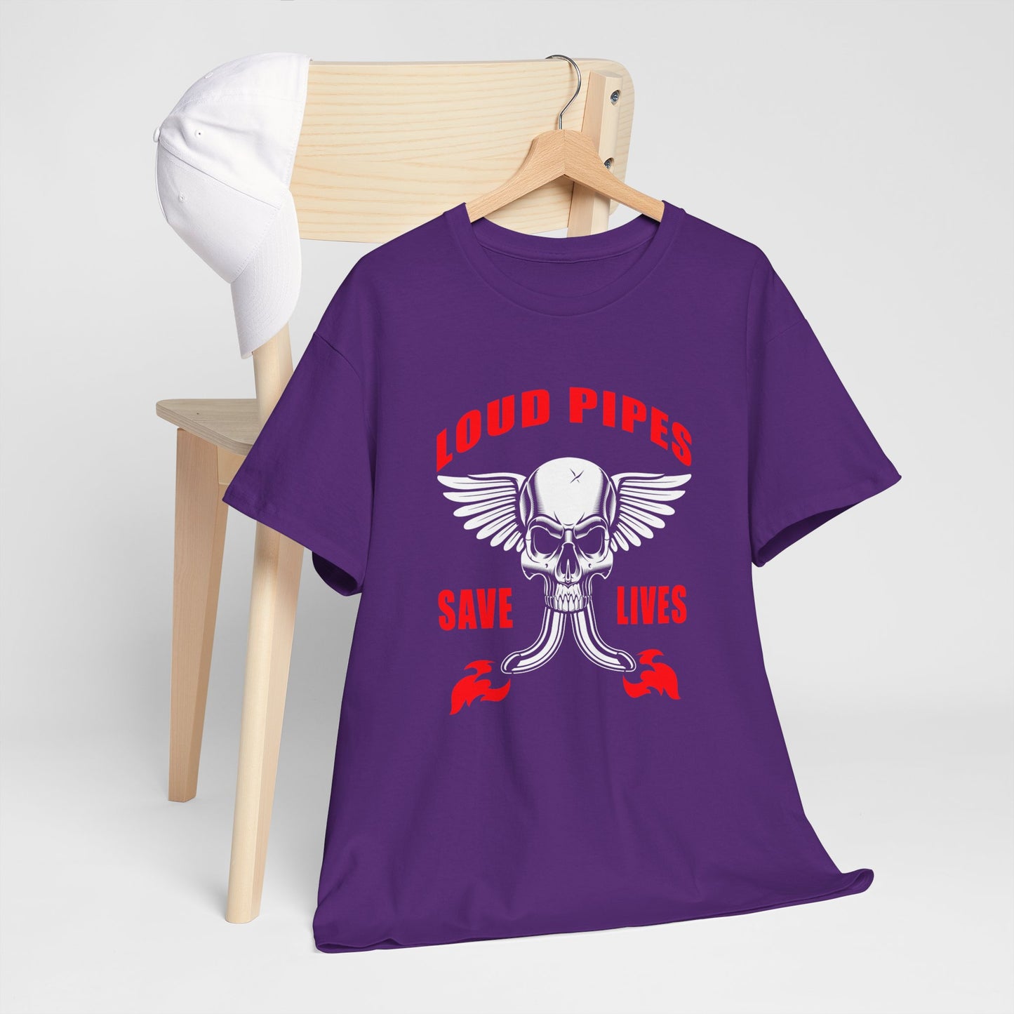 Loud Pipes Save Lives Graphic Tee - Gildan® 5000 Heavy Cotton™, Classic Fit for Passionate Riders