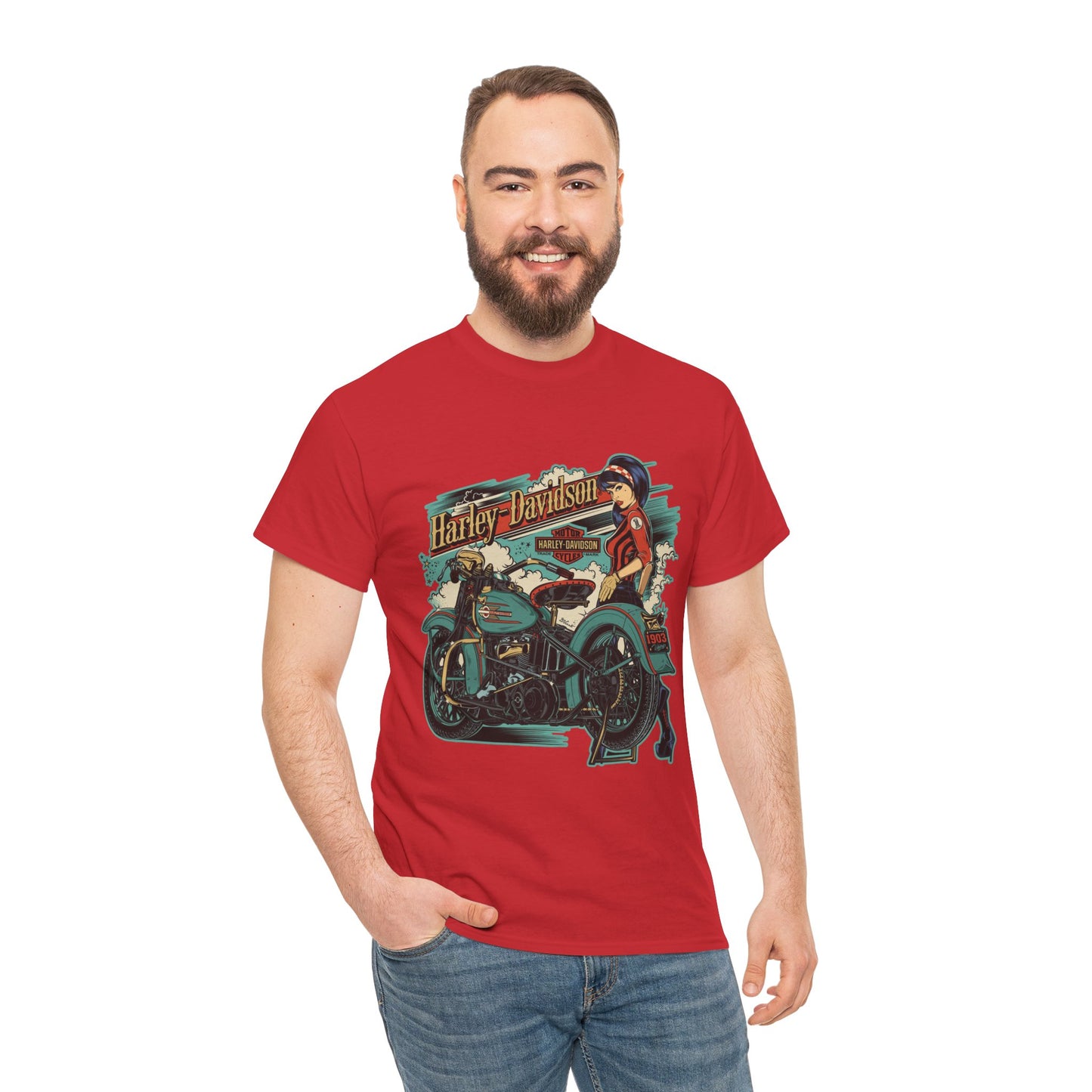 Harley-Davidson 1903 Retro T-Shirt - Gildan® 5000 Heavy Cotton™, Timeless Style, Built for Riders