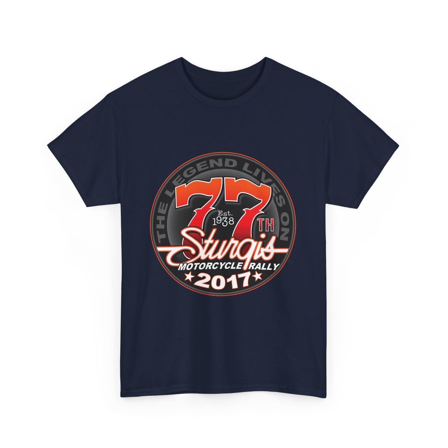 Classic Sturgis 77 2017 Biker Tee - Gildan® 5000 Heavy Cotton™, Edgy Design & Comfort