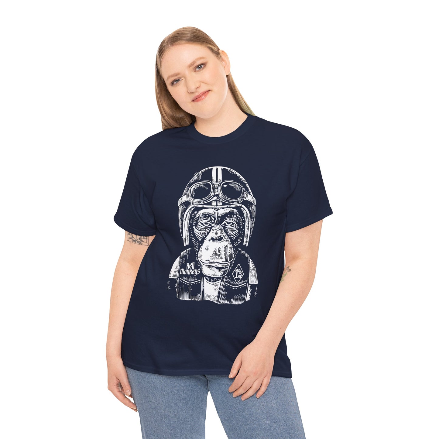 Ride Wild: Hell's Monkey Ape Biker T-Shirt - Gildan® 5000 Heavy Cotton™, Rugged Style for True Bikers