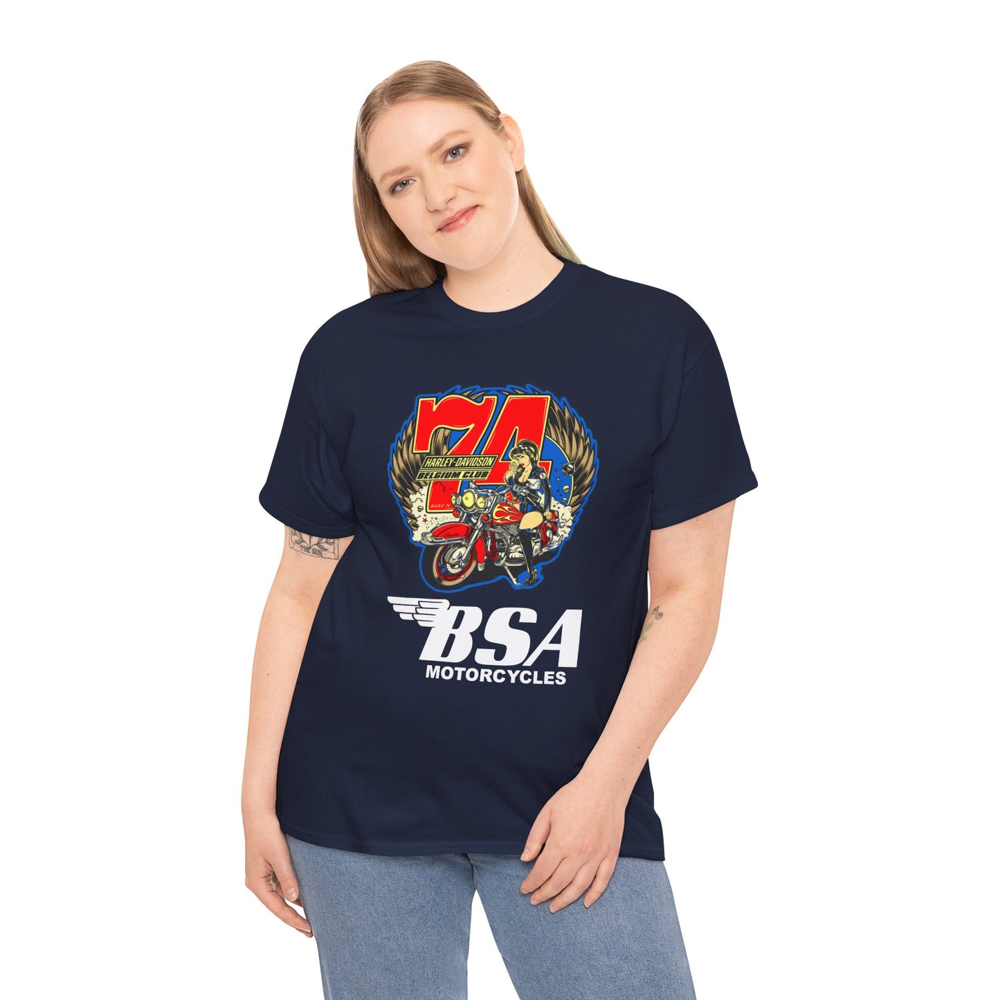 Harley Girl Biker T-Shirt - Gildan® 5000 Heavy Cotton™, Iconic Style for Female Riders