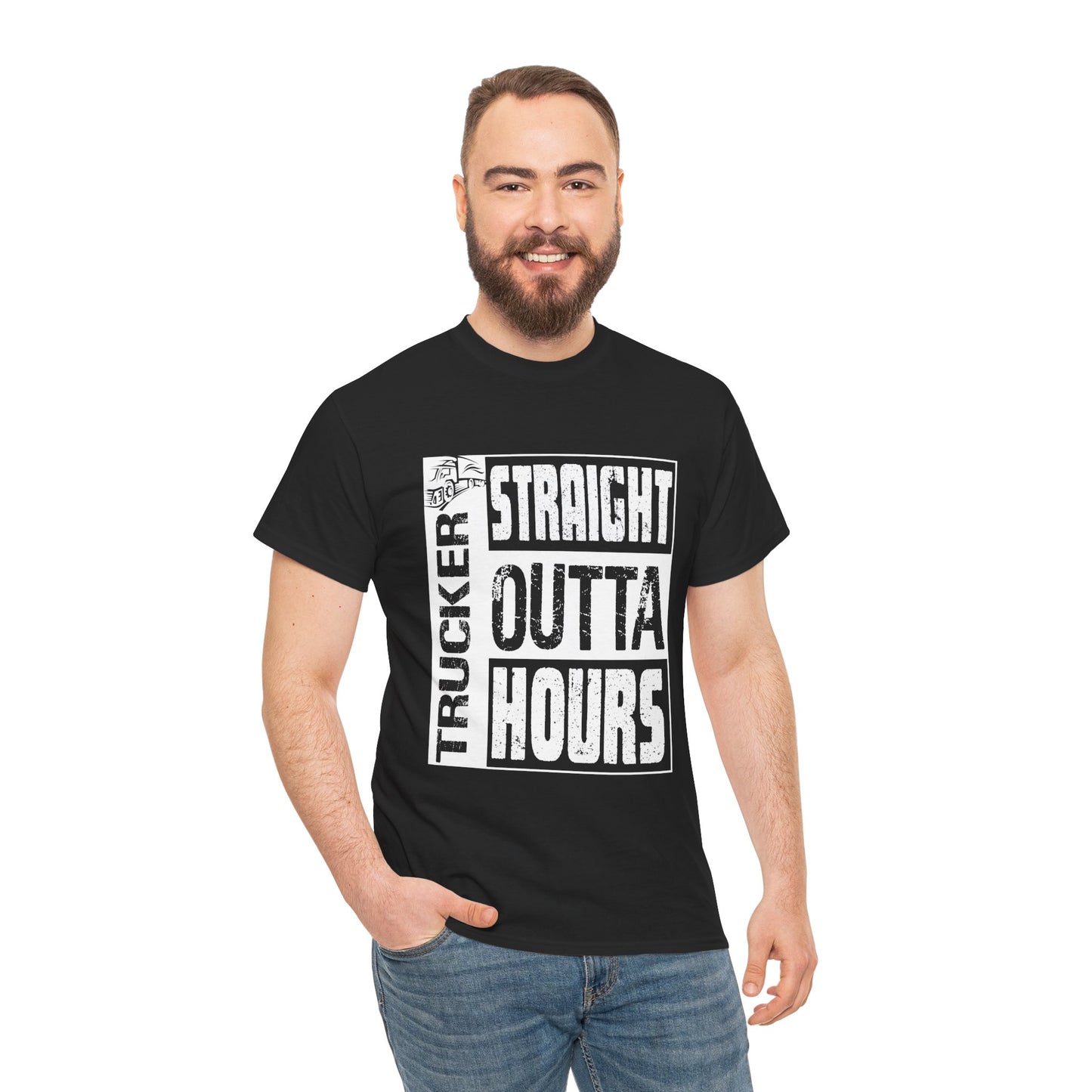 Trucker Straight Outta Hours T-Shirt - Hilarious Design for Hardworking Drivers