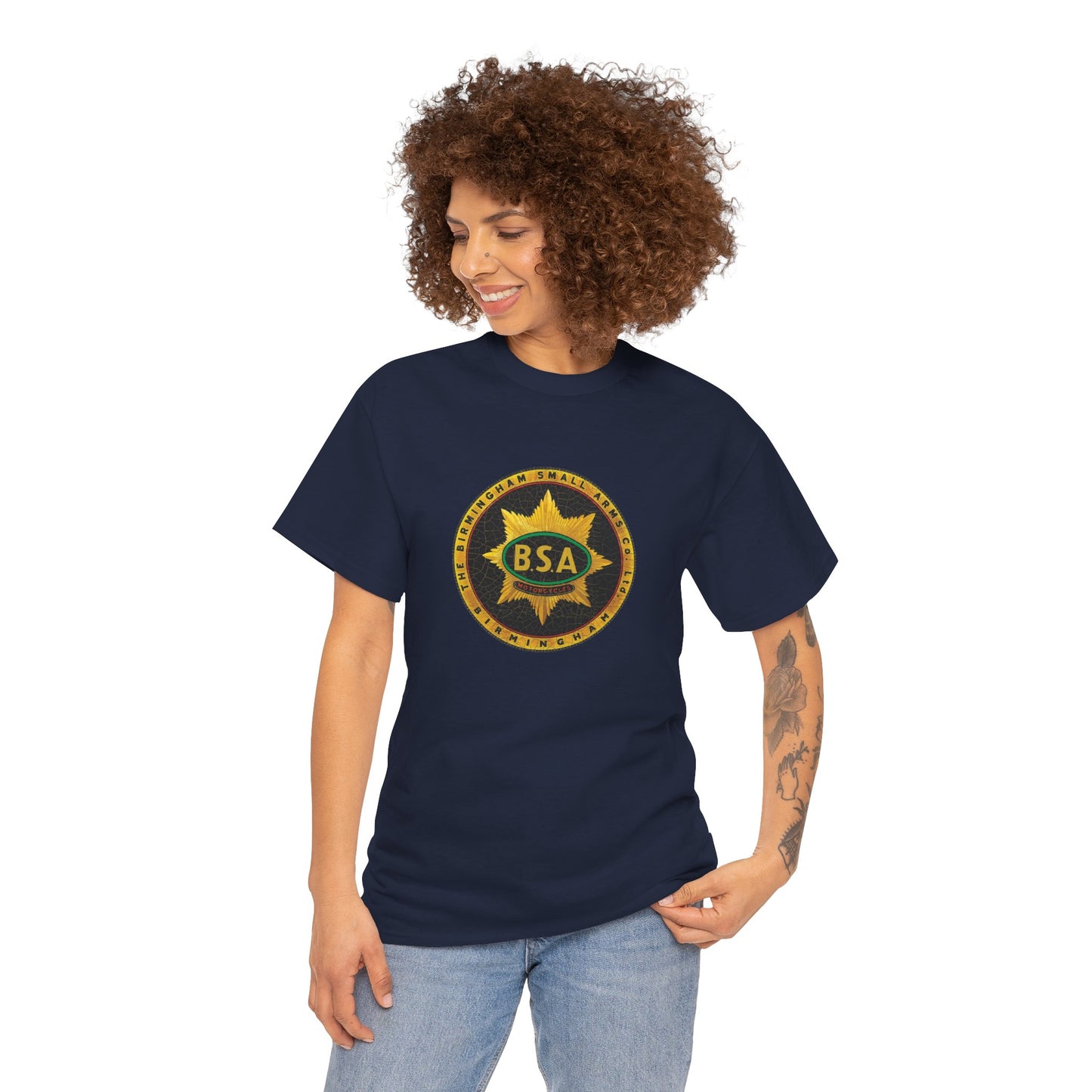 Vintage BSA Logo Tee - Gildan® 5000 Heavy Cotton™, Perfect for Bikers & Motorcycle Enthusiasts