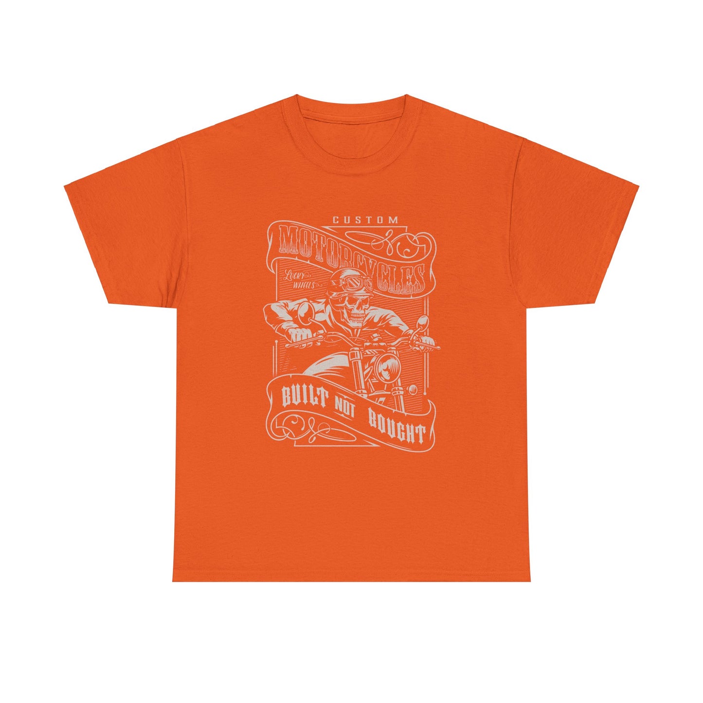 Built Not Bought: Stylish Biker Tee in Heavy Cotton - Classic Fit with a Rib Collar for Added Comfort