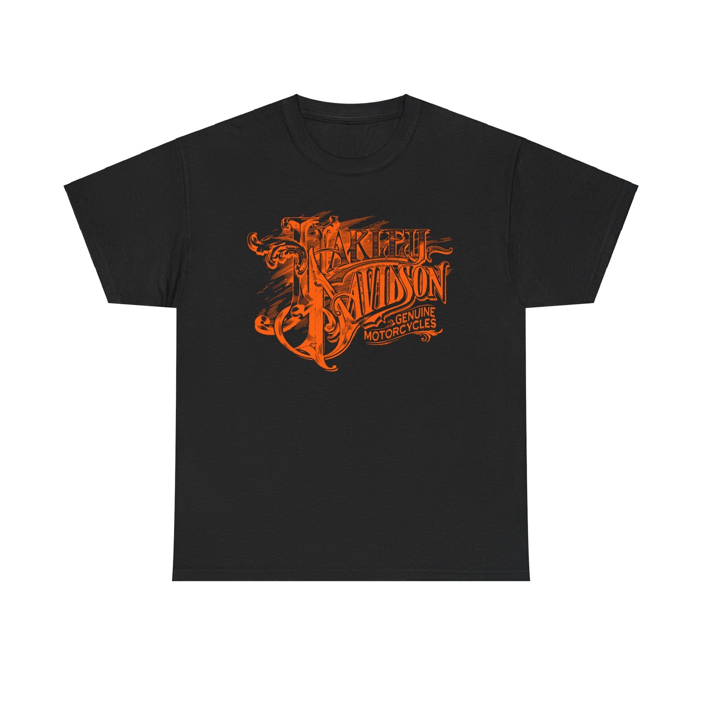 Harley Davidson Text Tee - Gildan® 5000 Heavy Cotton™, Sleek and Stylish Design, Edgy & Comfortable Streetwear