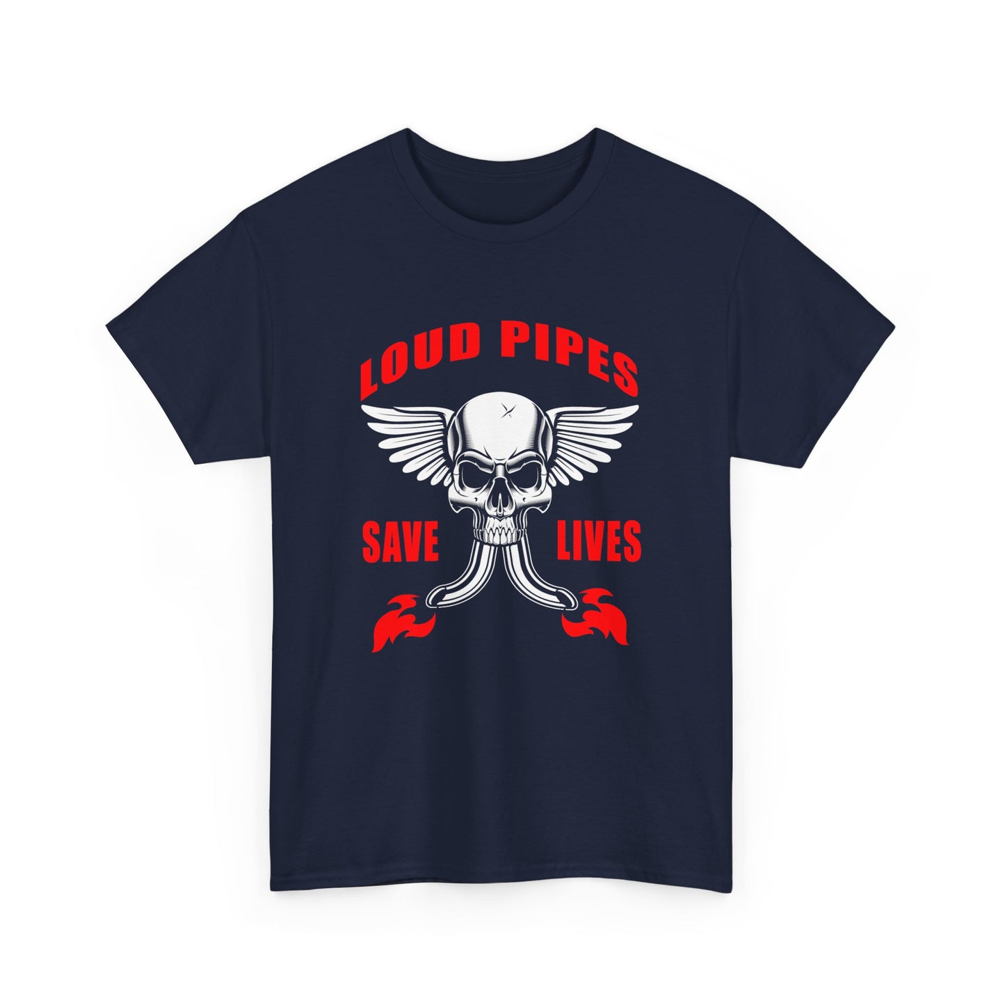 Loud Pipes Save Lives Graphic Tee - Gildan® 5000 Heavy Cotton™, Classic Fit for Passionate Riders