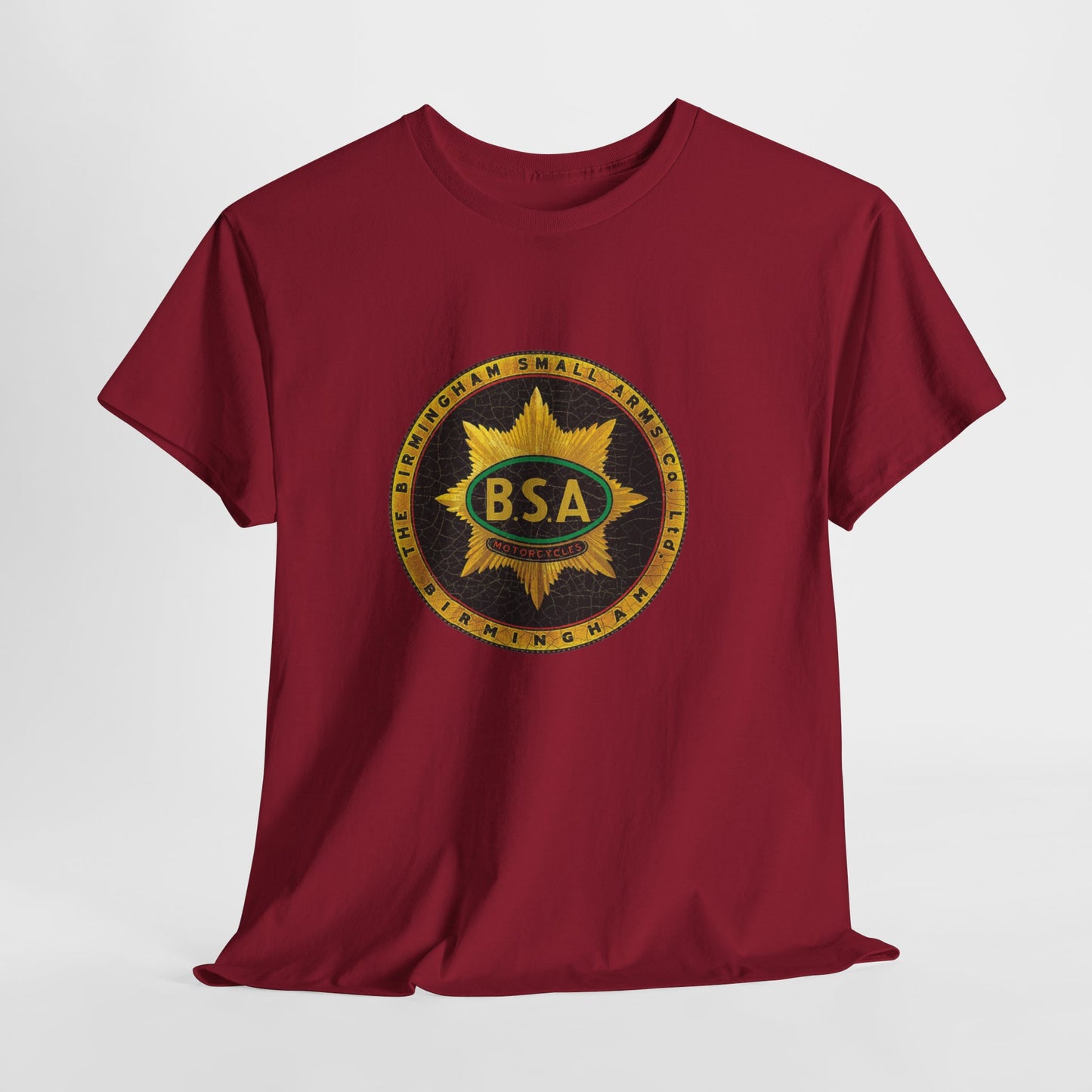 Vintage BSA Logo Tee - Gildan® 5000 Heavy Cotton™, Perfect for Bikers & Motorcycle Enthusiasts