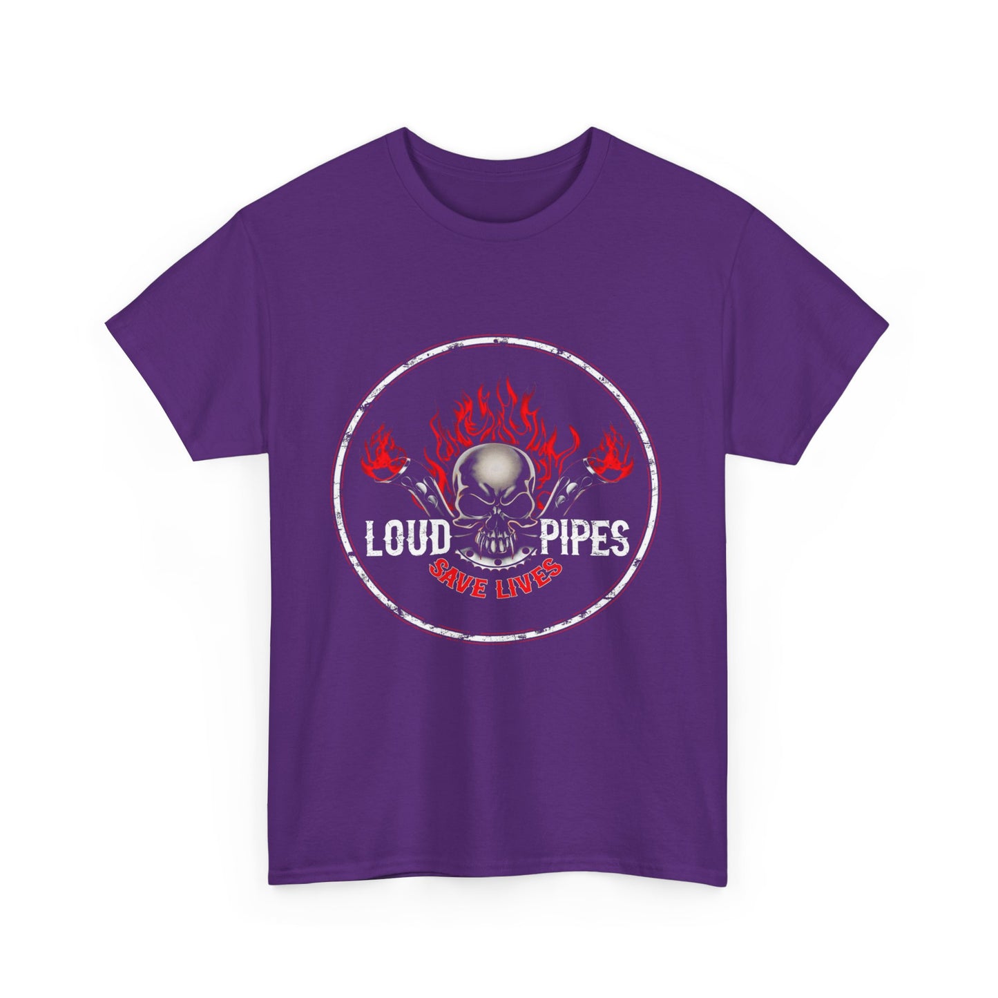 Loud Pipes Save Lives Tee - Gildan® 5000 Heavy Cotton™, Midweight Fabric, Classic Fit & Biker Attitude