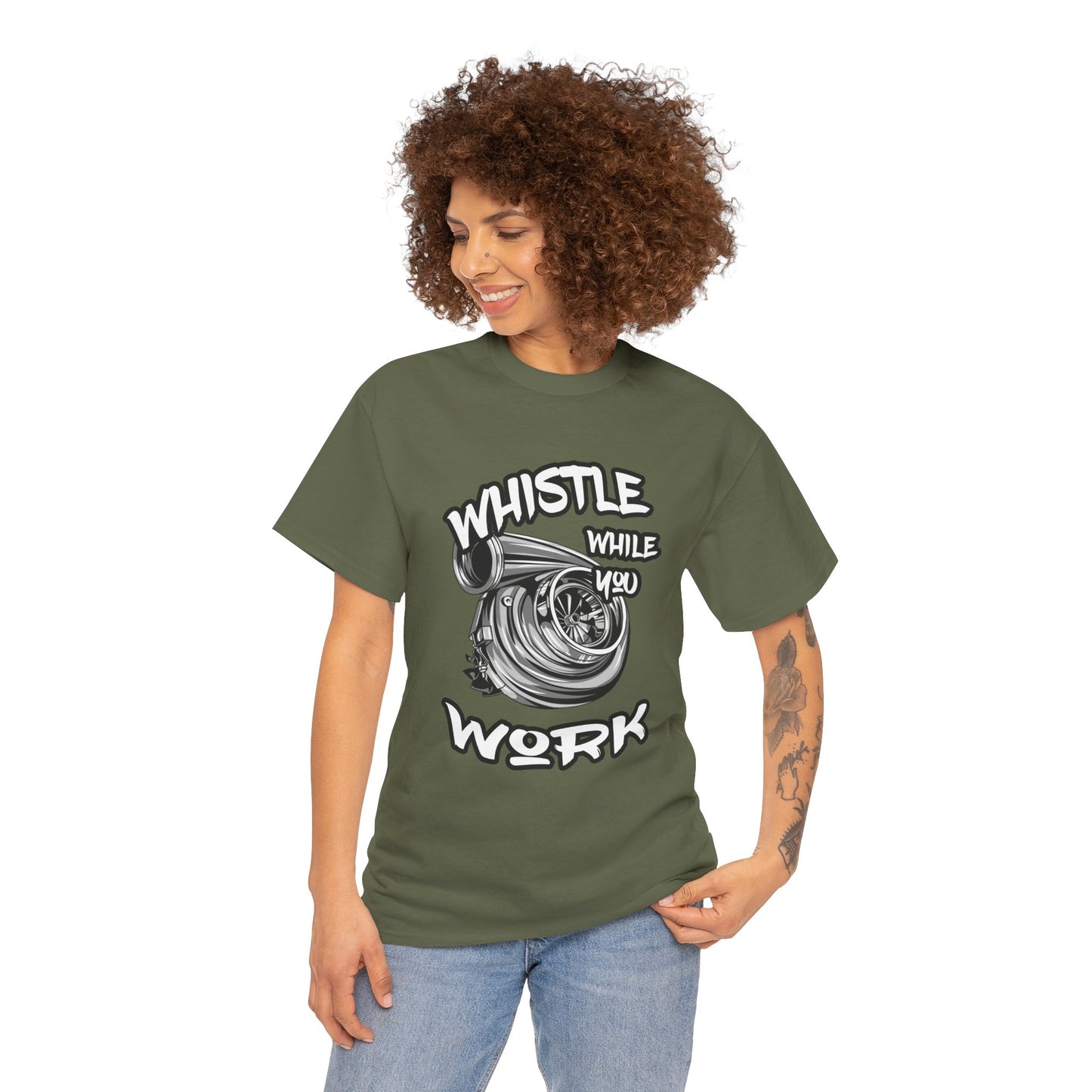 Whistle While You Work Trucker Tee - Gildan® 5000 Heavy Cotton™ Adult T-Shirt, Classic Fit & Durable Comfort