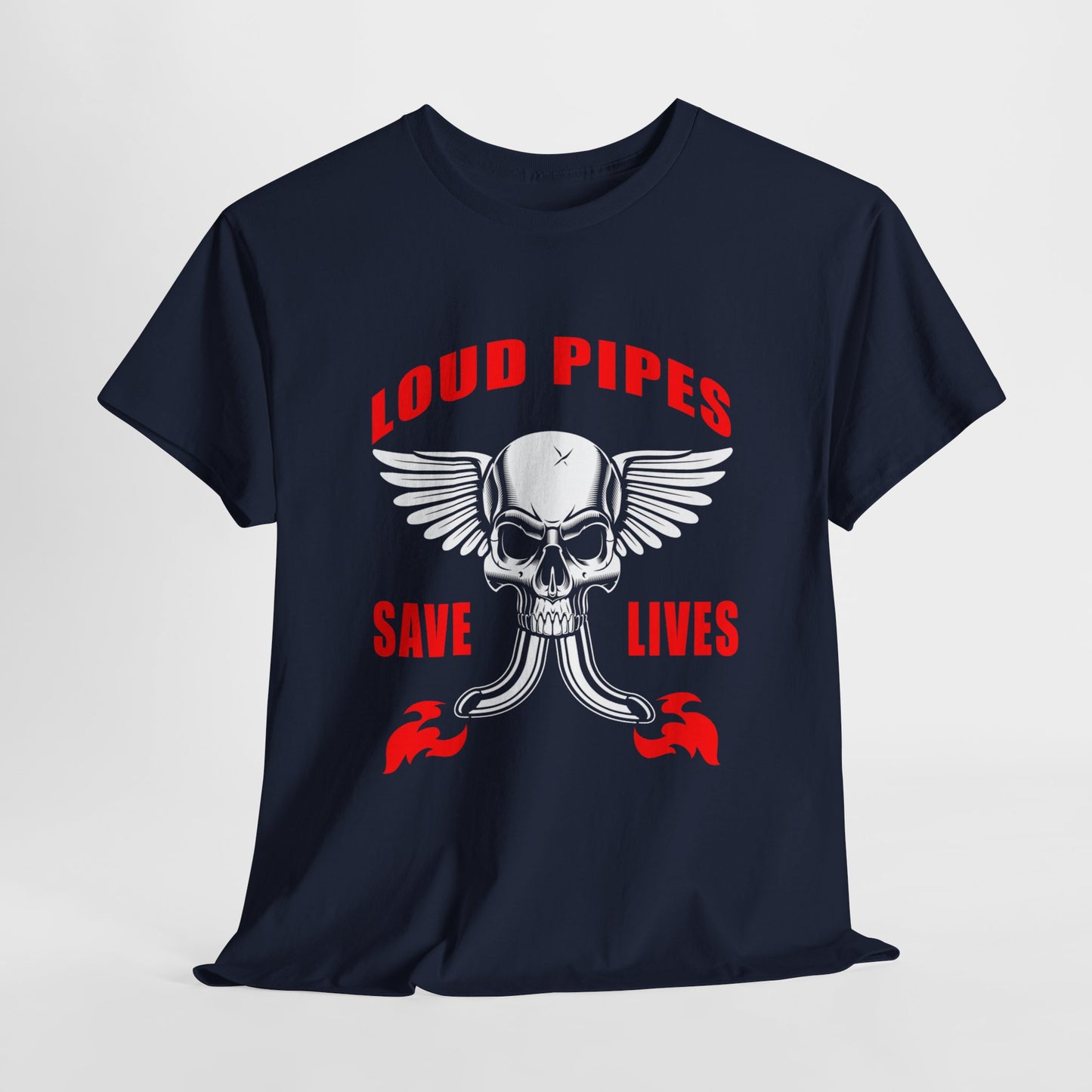 Loud Pipes Save Lives Graphic Tee - Gildan® 5000 Heavy Cotton™, Classic Fit for Passionate Riders