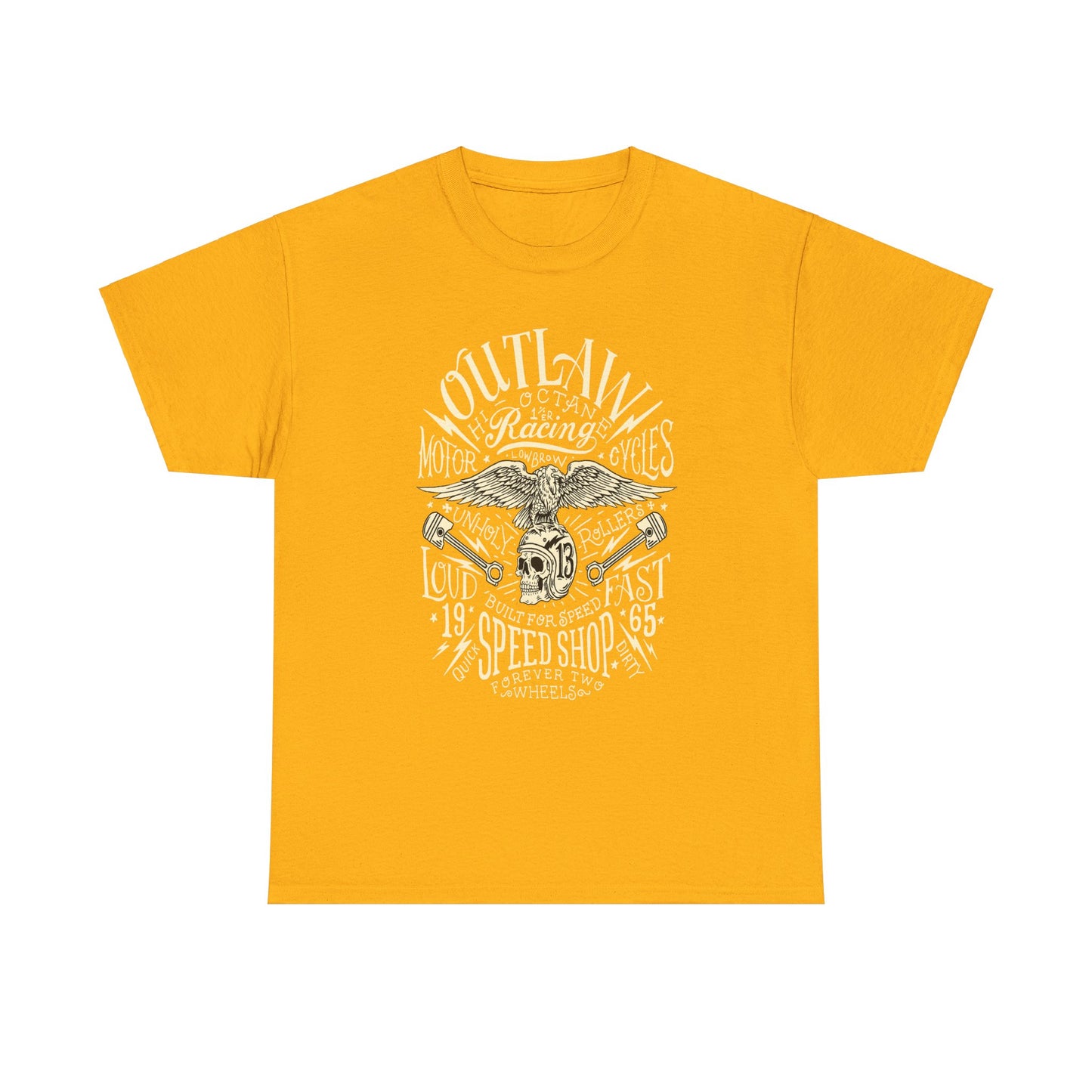 Outlaw Speedshop Biker Tee | Gildan® 5000 Heavy Cotton™ - Bold Design, Durable & Comfortable for Riders