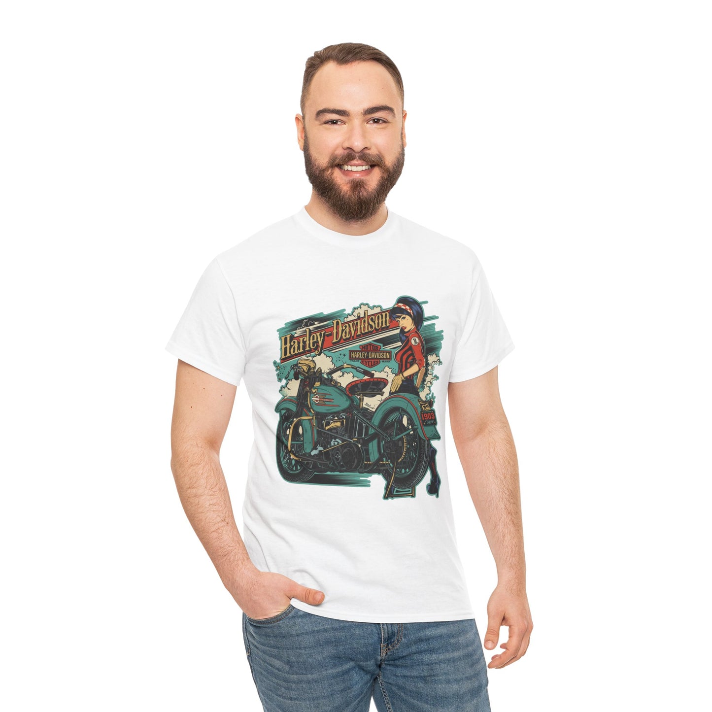 Harley-Davidson 1903 Retro T-Shirt - Gildan® 5000 Heavy Cotton™, Timeless Style, Built for Riders