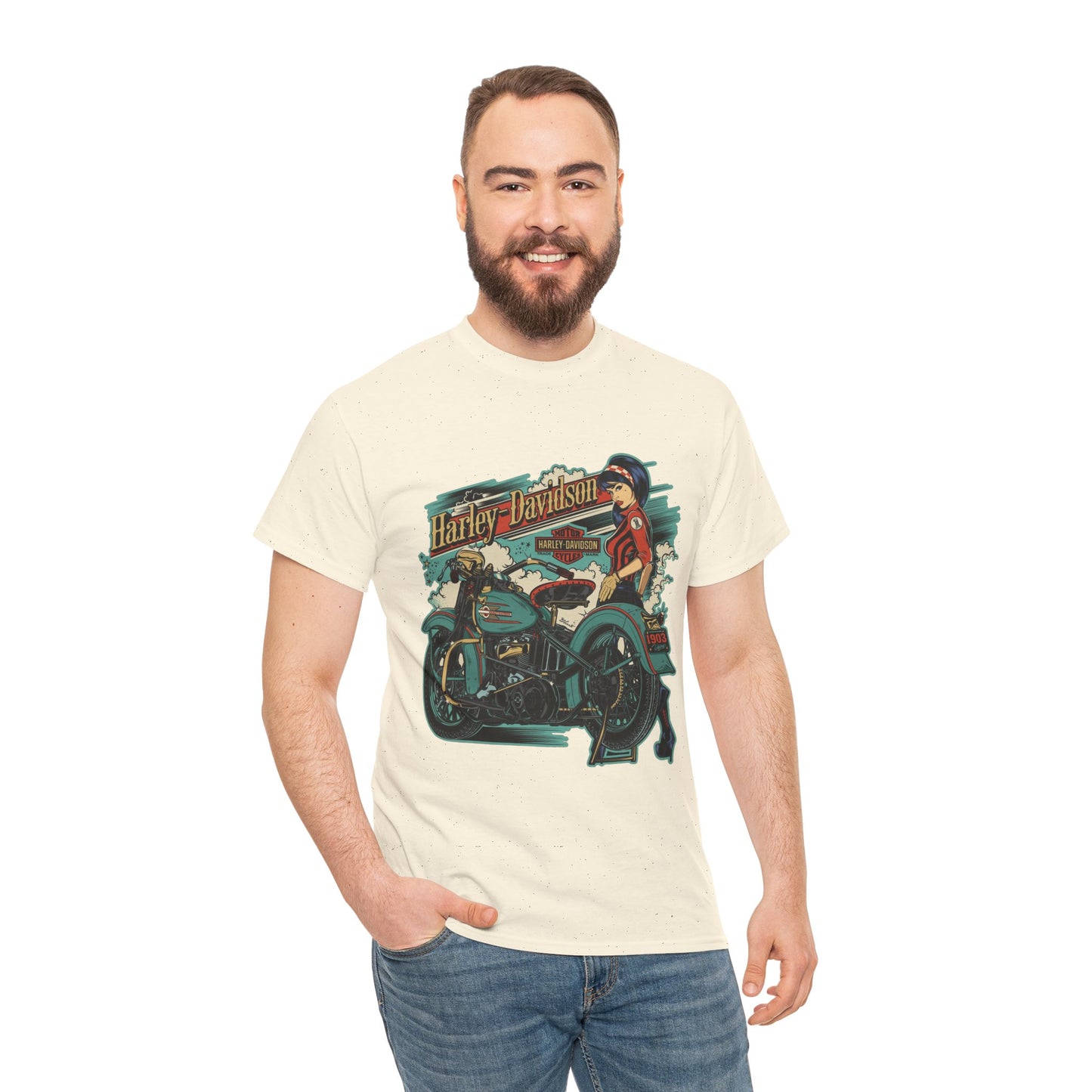 Harley-Davidson 1903 Retro T-Shirt - Gildan® 5000 Heavy Cotton™, Timeless Style, Built for Riders