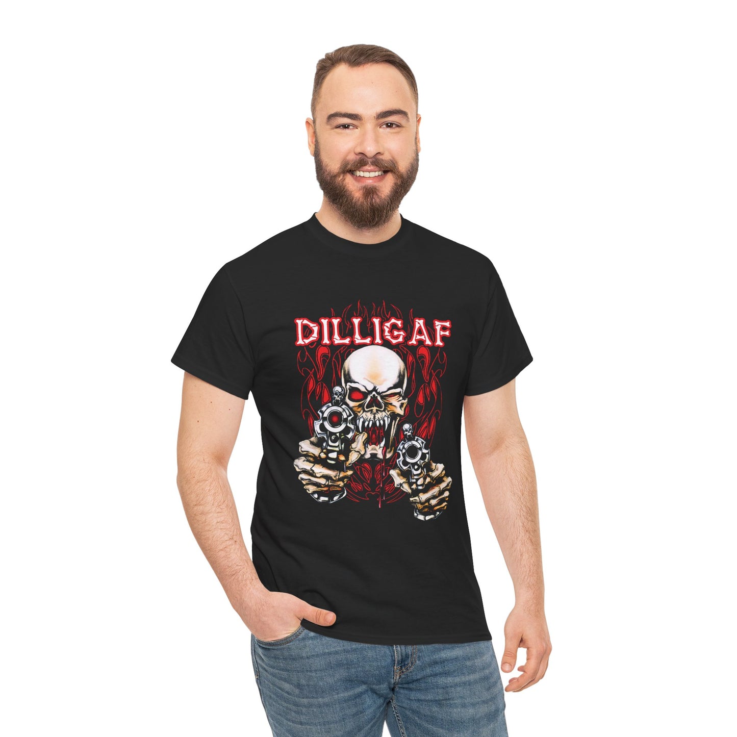 Edgy and Bold: DILLIGAF T-Shirt - Gildan® 5000 Heavy Cotton™, Built for Bikers