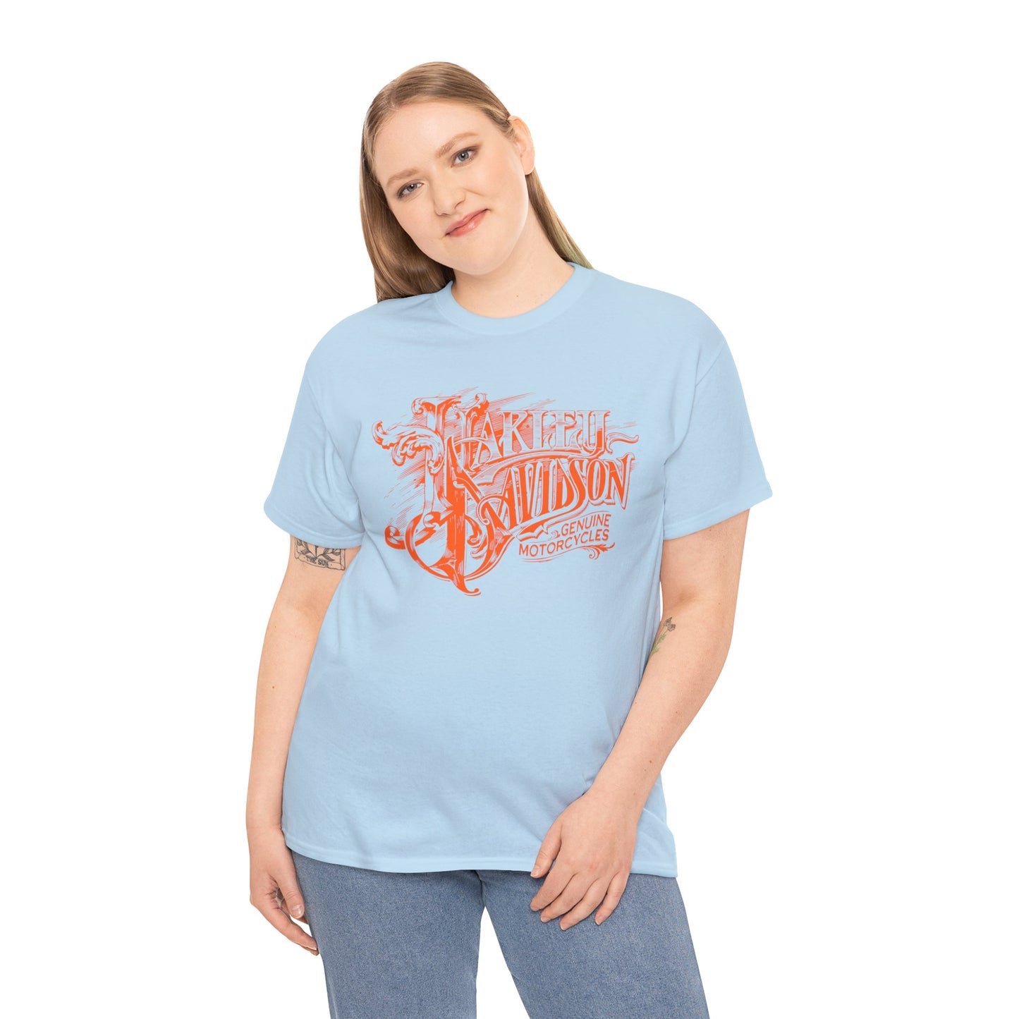 Harley Davidson Text Tee - Gildan® 5000 Heavy Cotton™, Sleek and Stylish Design, Edgy & Comfortable Streetwear