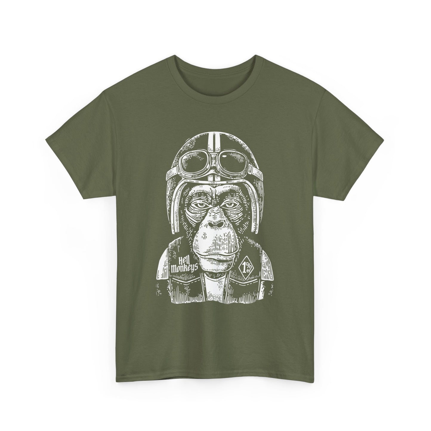 Ride Wild: Hell's Monkey Ape Biker T-Shirt - Gildan® 5000 Heavy Cotton™, Rugged Style for True Bikers