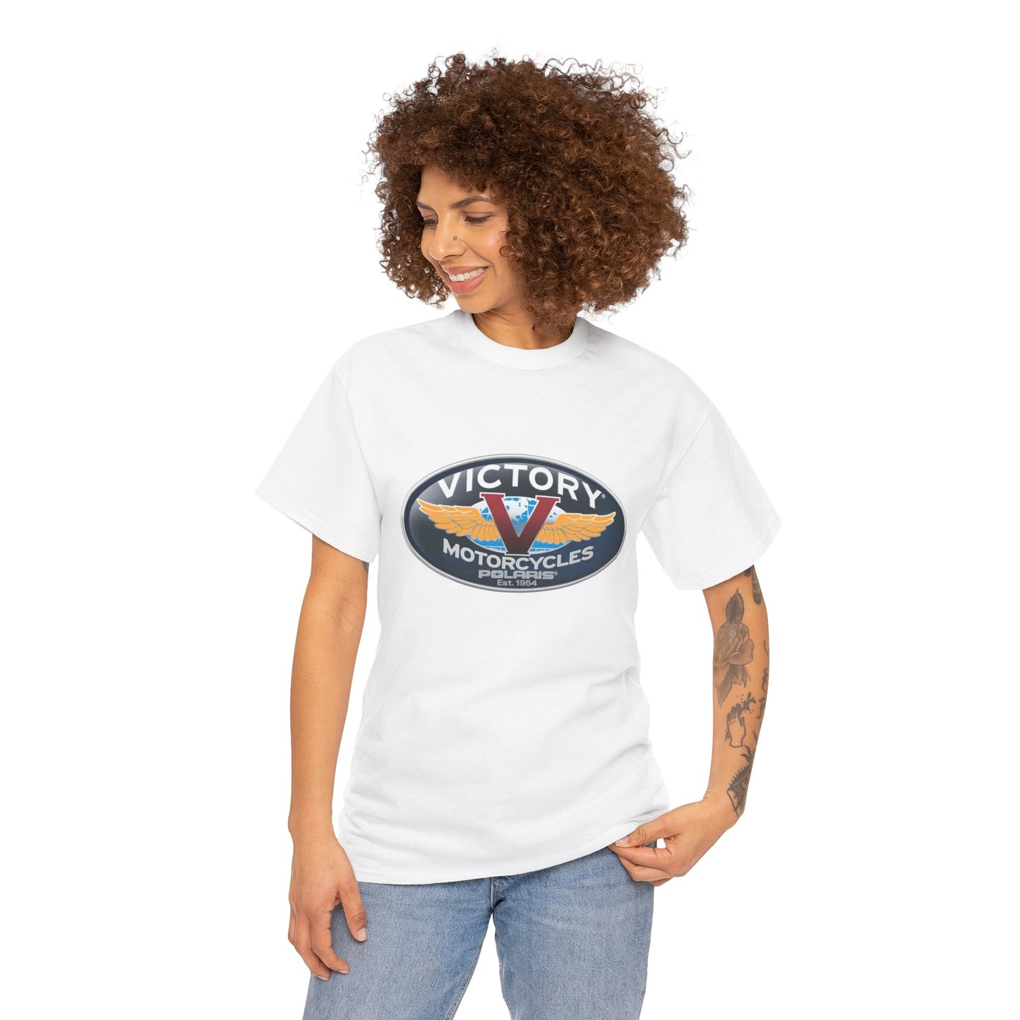 Victory Polaris Logo Tee - Gildan® 5000 Heavy Cotton™, Quality Fabric for the Modern Biker