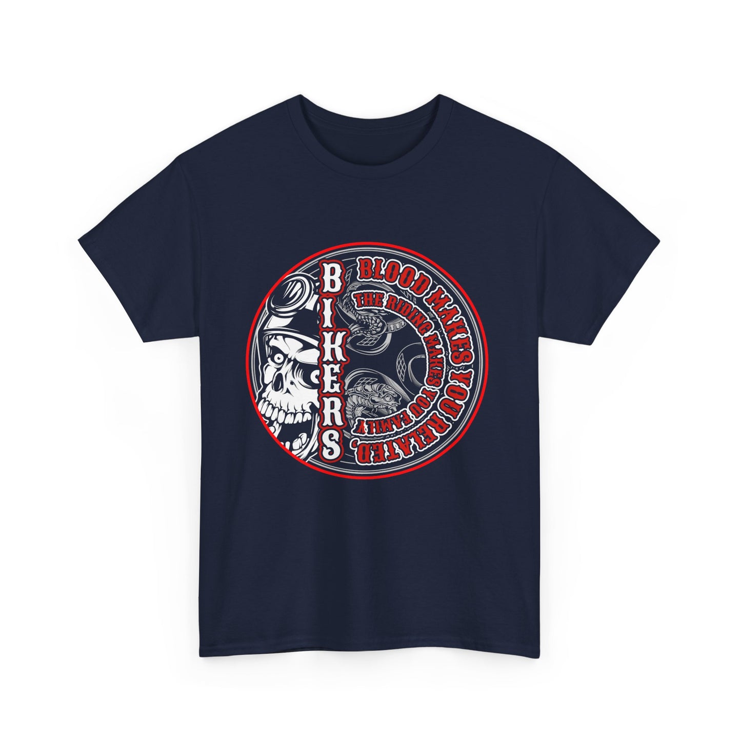 Blood Makes You Related, Riding Makes You Family Biker Graphic T-Shirt - Gildan® 5000 Heavy Cotton™, Stylish & Timeles