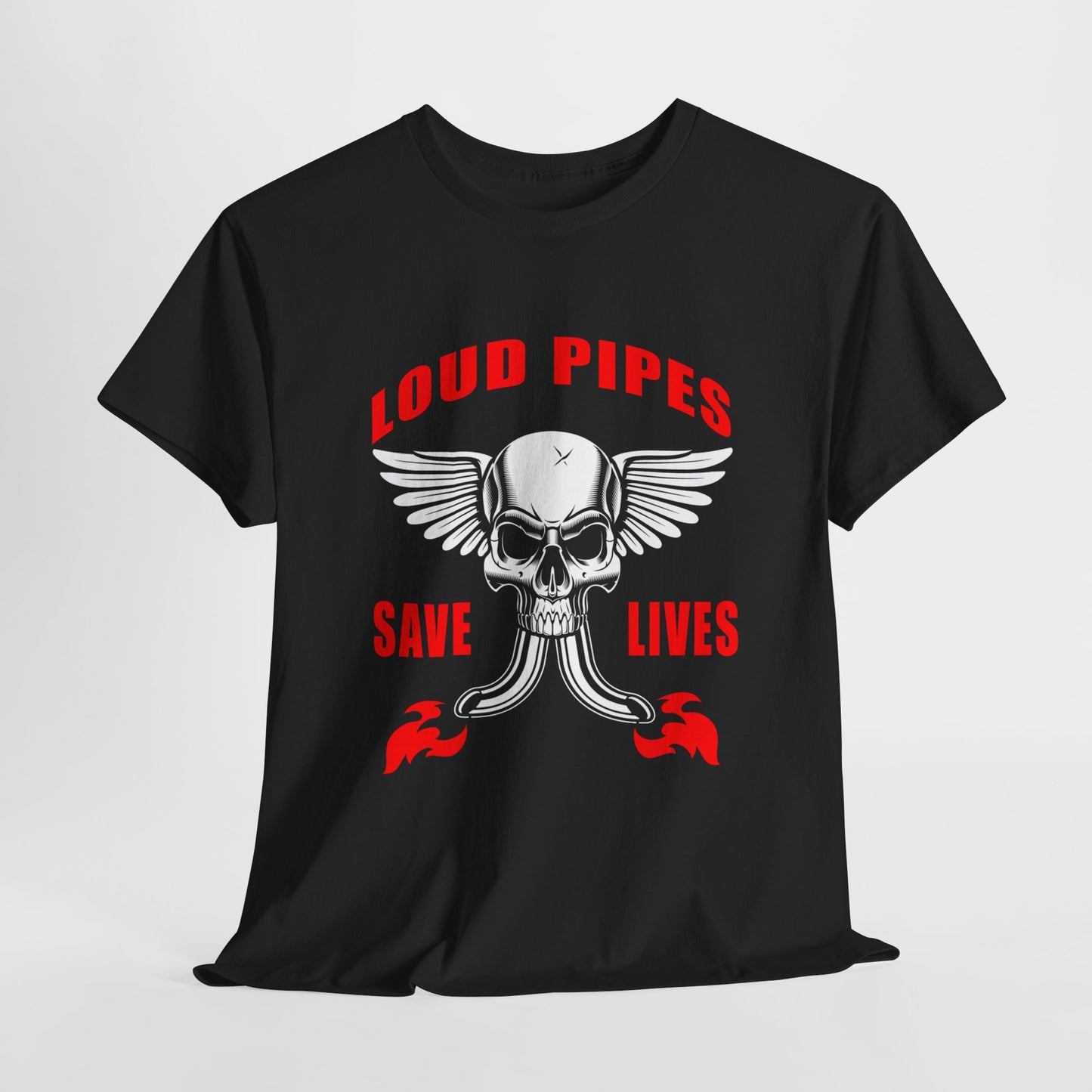 Loud Pipes Save Lives Graphic Tee - Gildan® 5000 Heavy Cotton™, Classic Fit for Passionate Riders