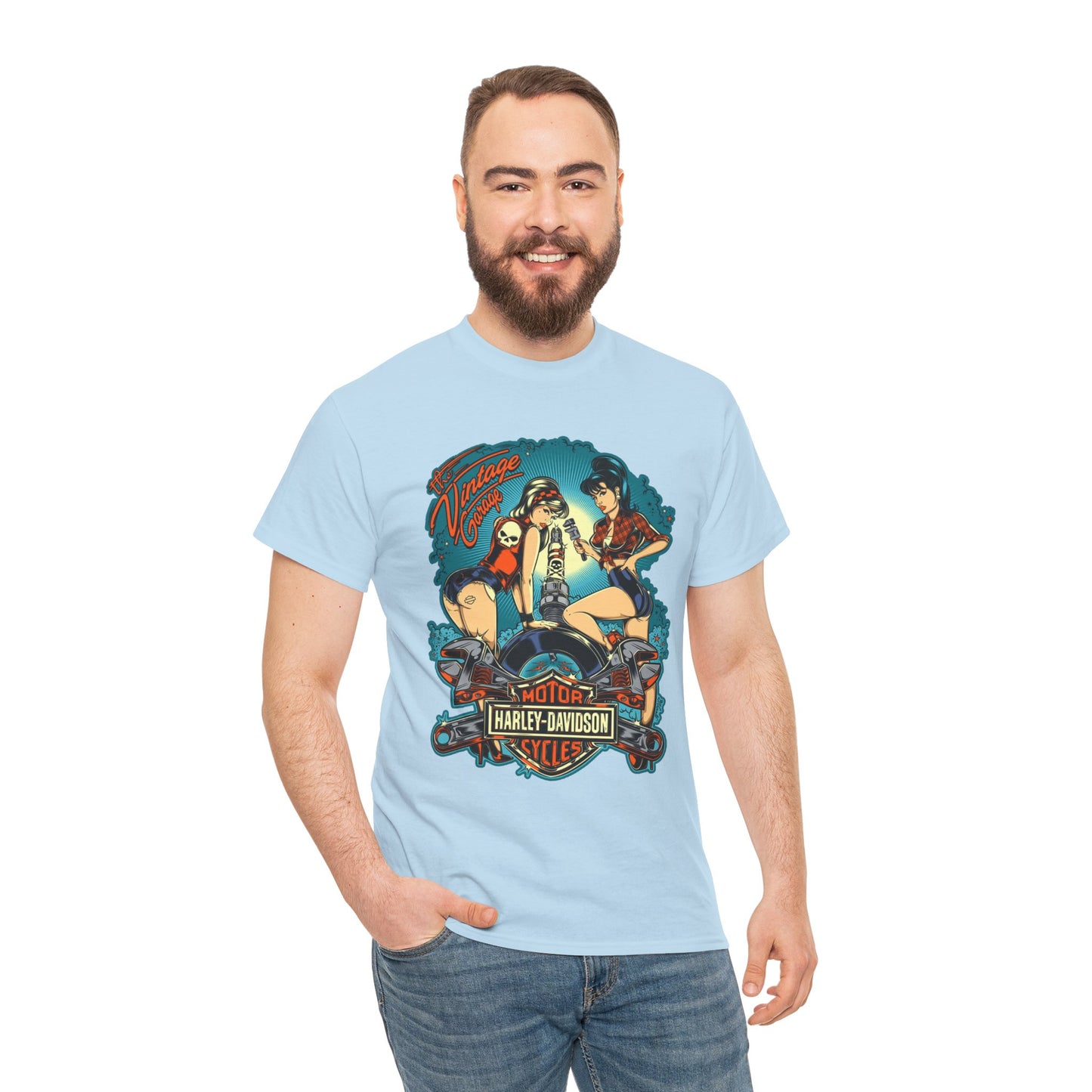 Harley Davidson T-Shirt | Gildan® 5000 Heavy Cotton™, Classic Fit, Timeless Biker Style