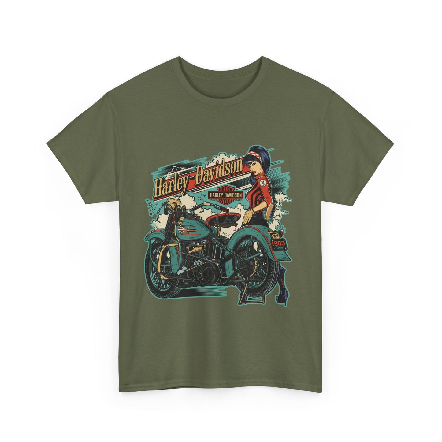 Harley-Davidson 1903 Retro T-Shirt - Gildan® 5000 Heavy Cotton™, Timeless Style, Built for Riders
