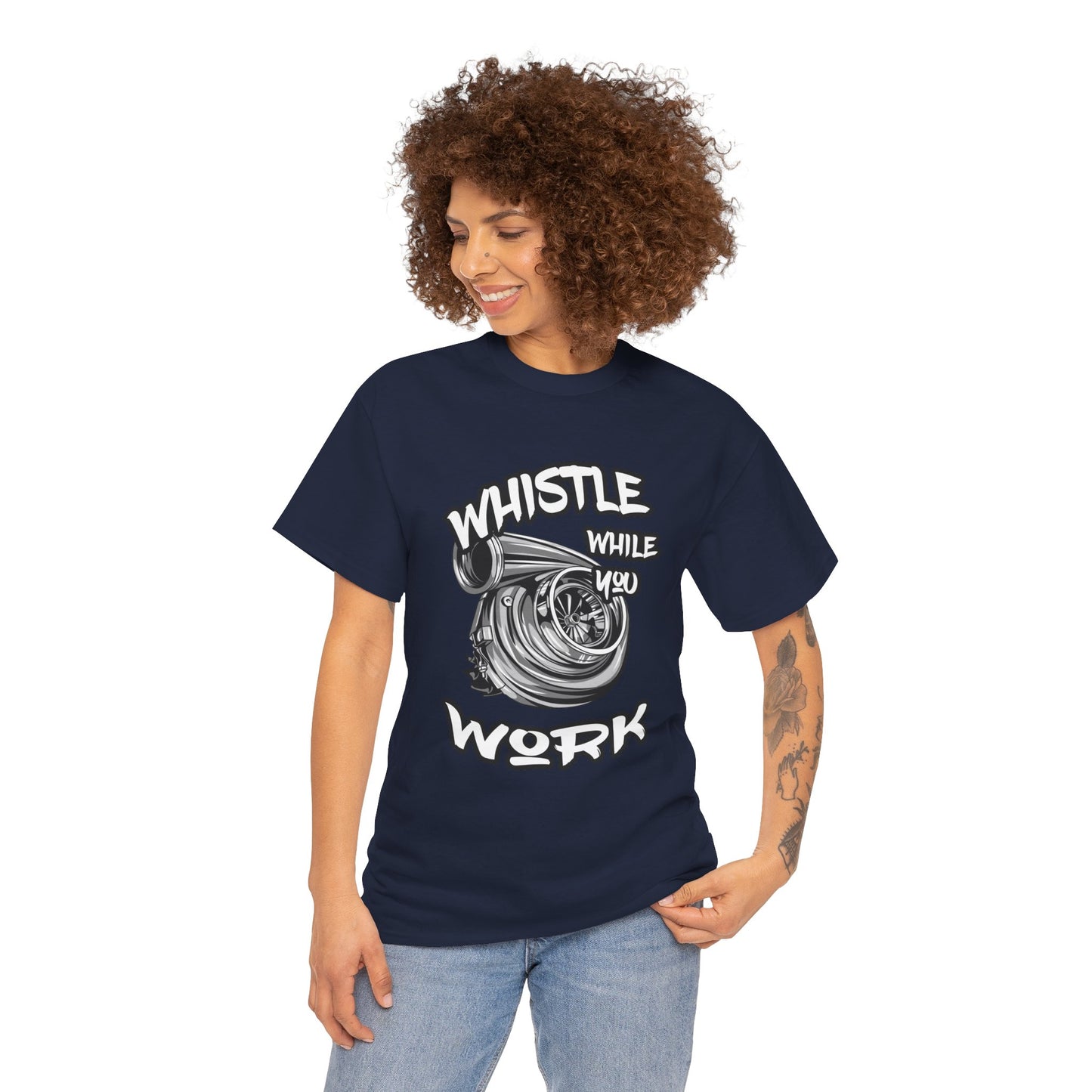 Whistle While You Work Trucker Tee - Gildan® 5000 Heavy Cotton™ Adult T-Shirt, Classic Fit & Durable Comfort