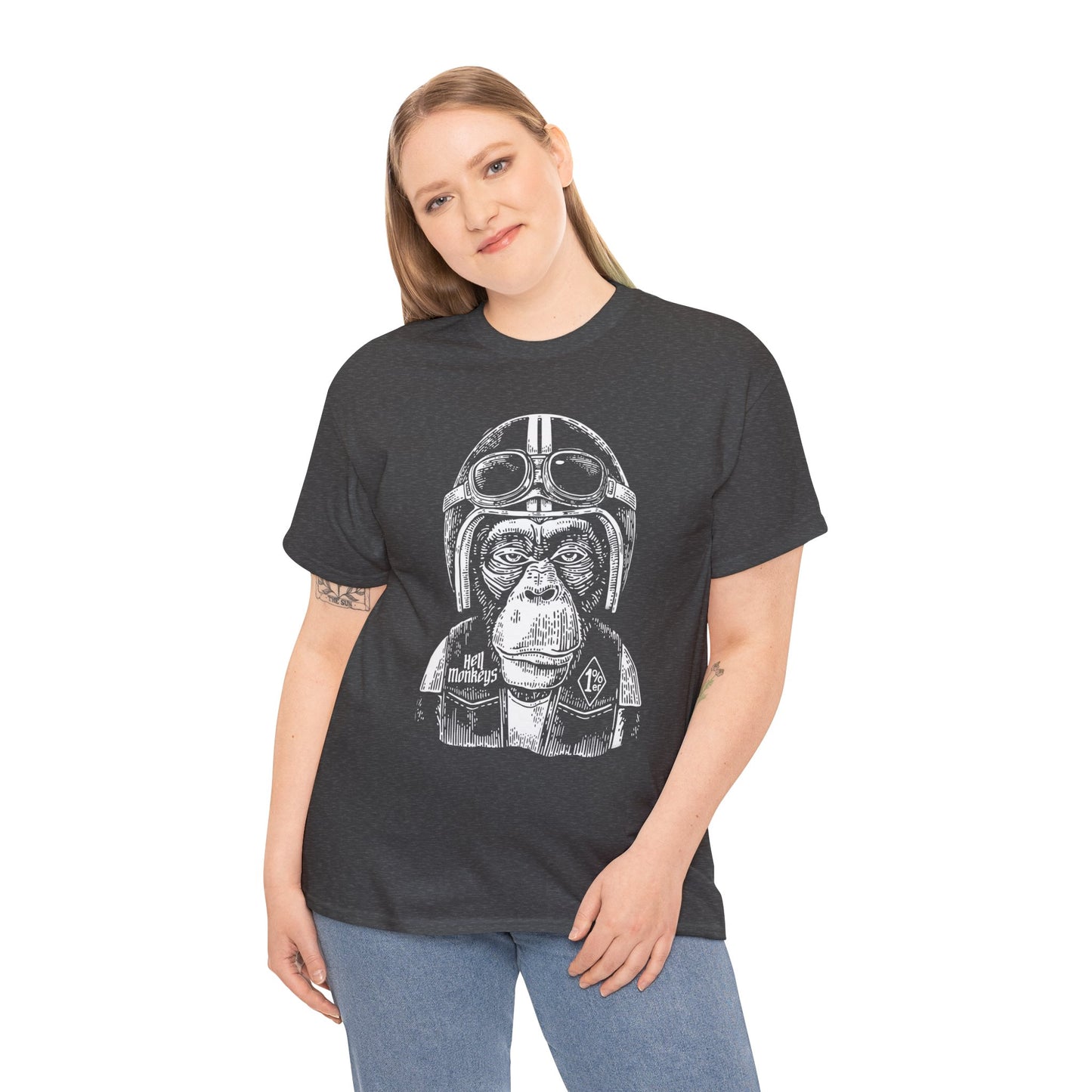 Ride Wild: Hell's Monkey Ape Biker T-Shirt - Gildan® 5000 Heavy Cotton™, Rugged Style for True Bikers