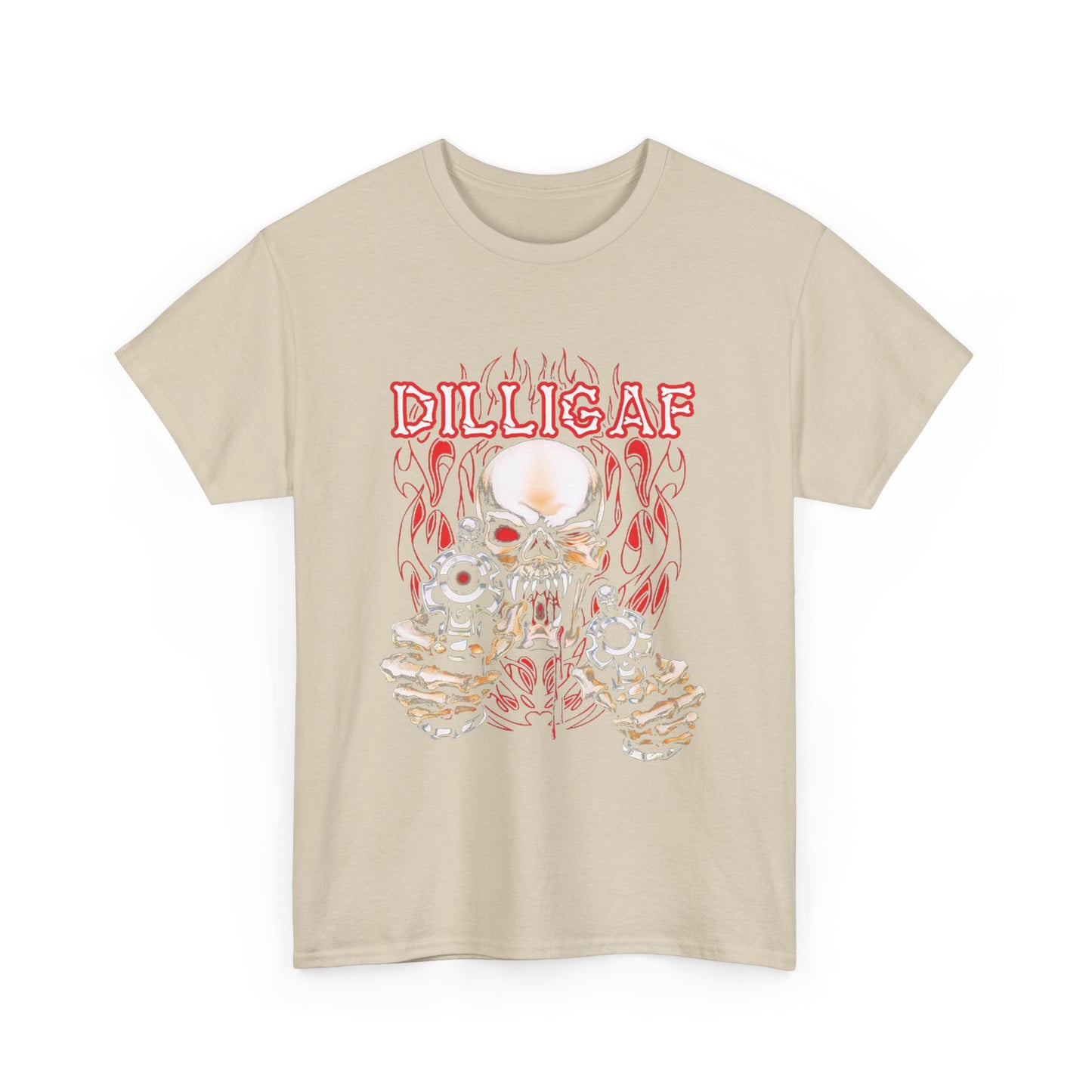 Edgy and Bold: DILLIGAF T-Shirt - Gildan® 5000 Heavy Cotton™, Built for Bikers