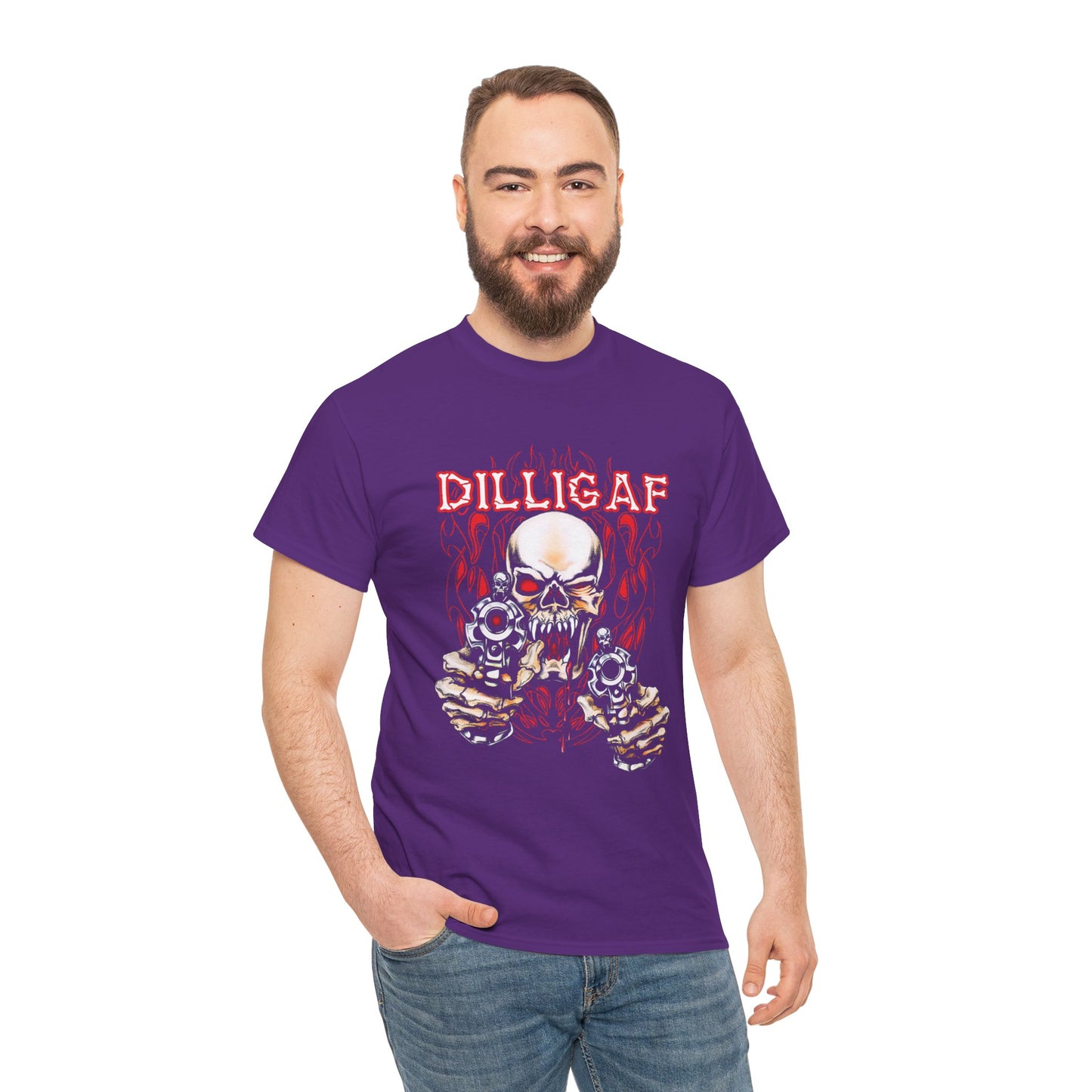 Edgy and Bold: DILLIGAF T-Shirt - Gildan® 5000 Heavy Cotton™, Built for Bikers