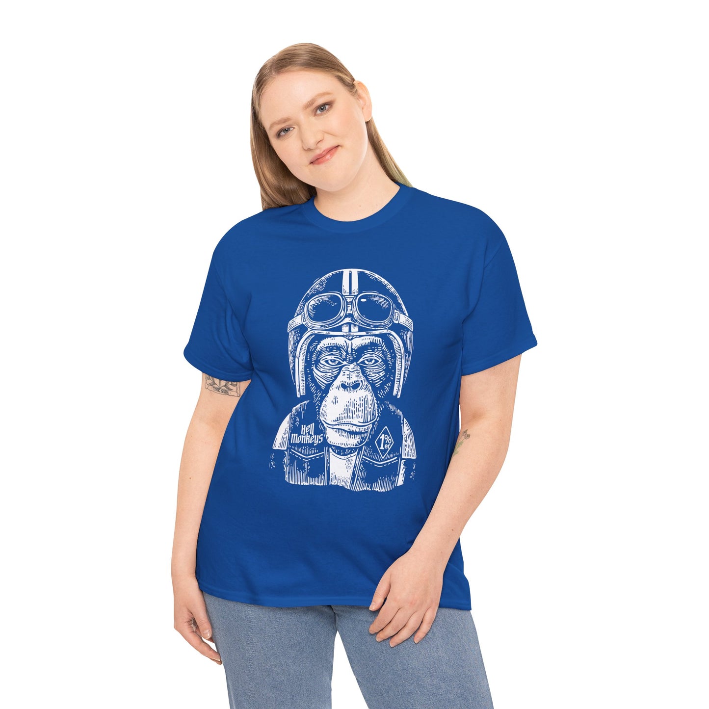 Ride Wild: Hell's Monkey Ape Biker T-Shirt - Gildan® 5000 Heavy Cotton™, Rugged Style for True Bikers