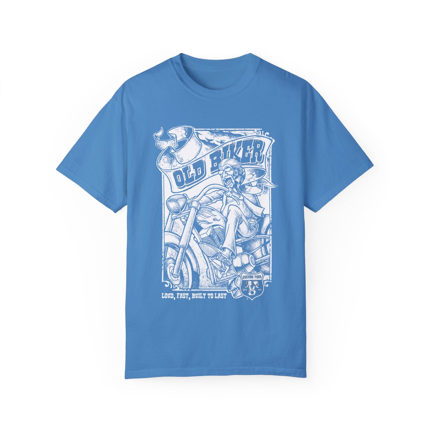 Old Biker, Loud & Fast T-Shirt - Classic Fit with Rib Collar, Gildan® 5000 Quality