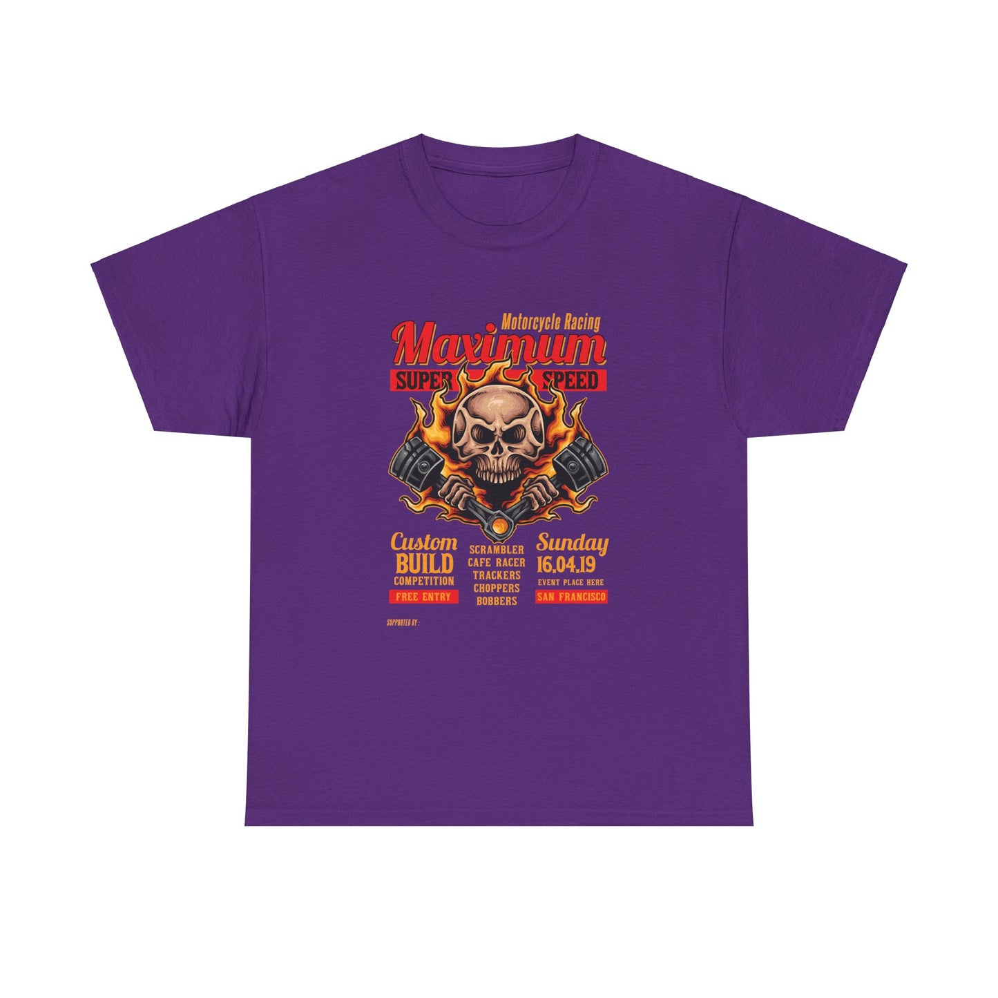 Fire Piston Motorcycle Tee - Gildan® 5000 Heavy Cotton™, Durable & Comfortable Fit