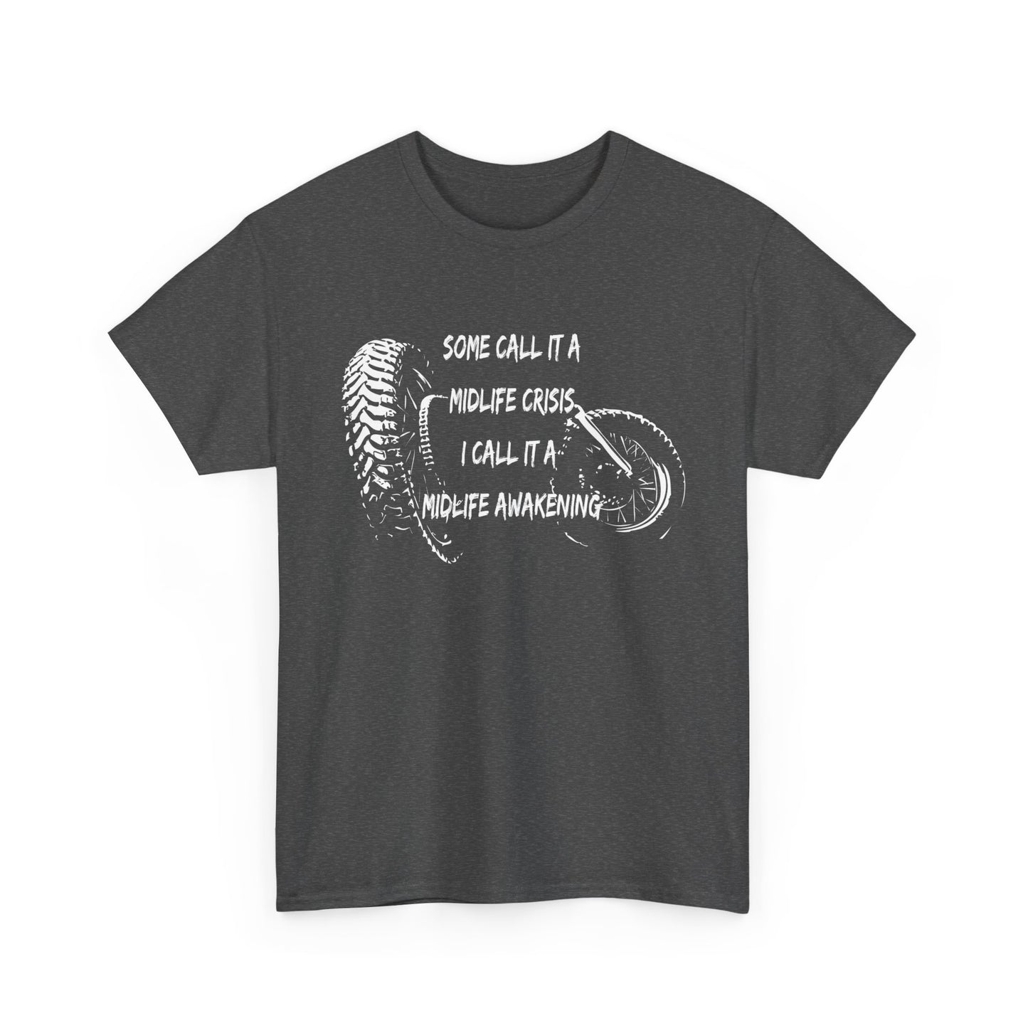 Midlife Crisis Motorcycle Slogan Tee - Gildan® 5000 Heavy Cotton™, For Edgy, Fearless Riders