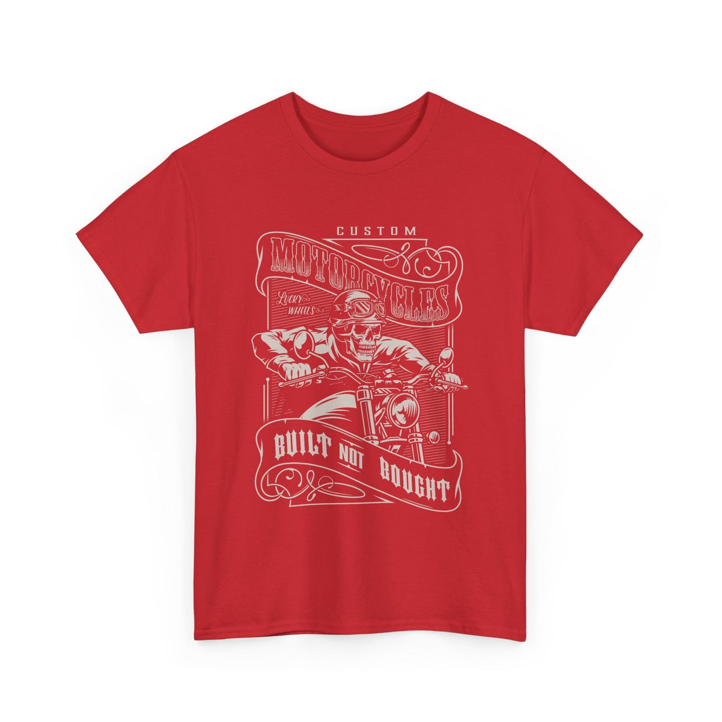 Built Not Bought: Stylish Biker Tee in Heavy Cotton - Classic Fit with a Rib Collar for Added Comfort
