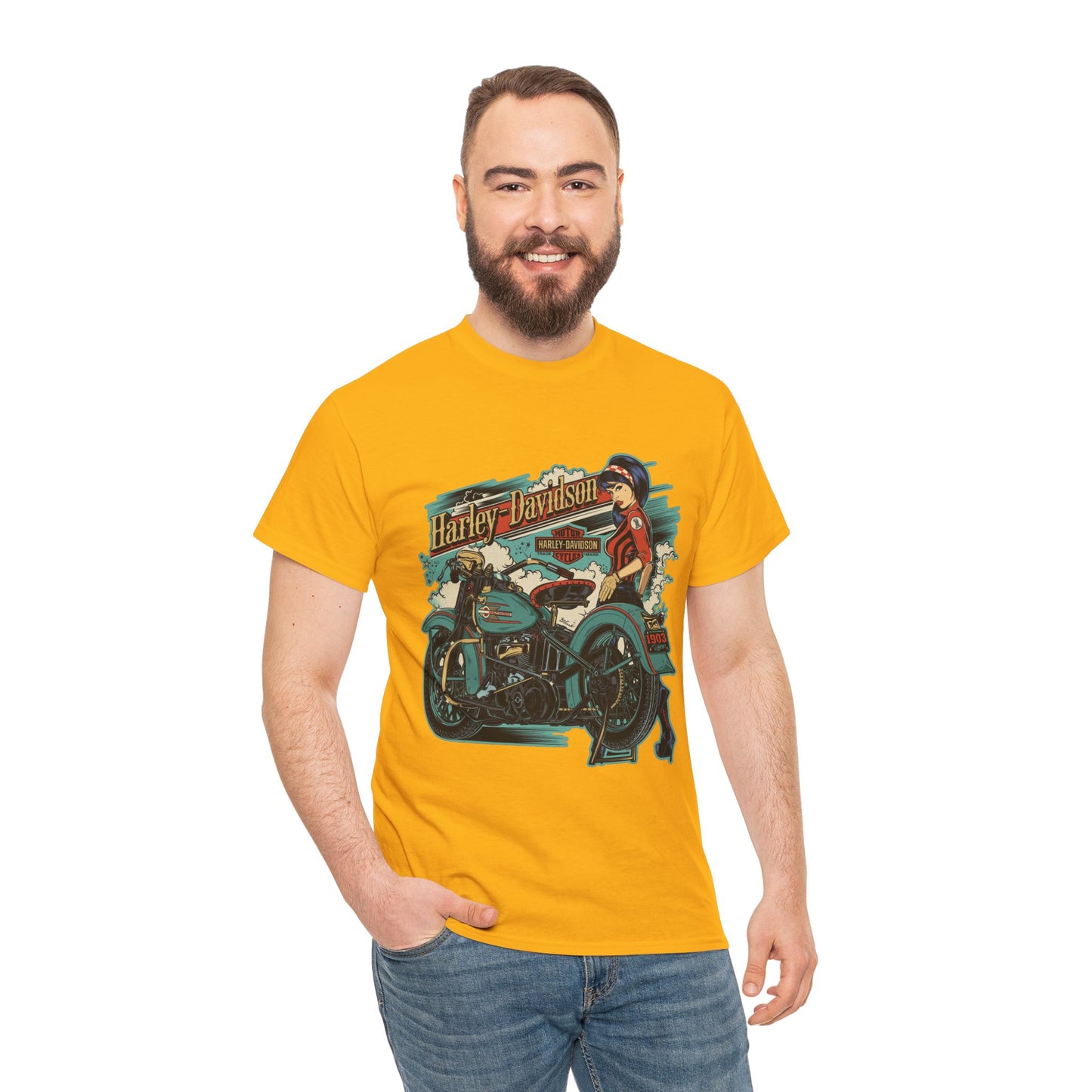 Harley-Davidson 1903 Retro T-Shirt - Gildan® 5000 Heavy Cotton™, Timeless Style, Built for Riders