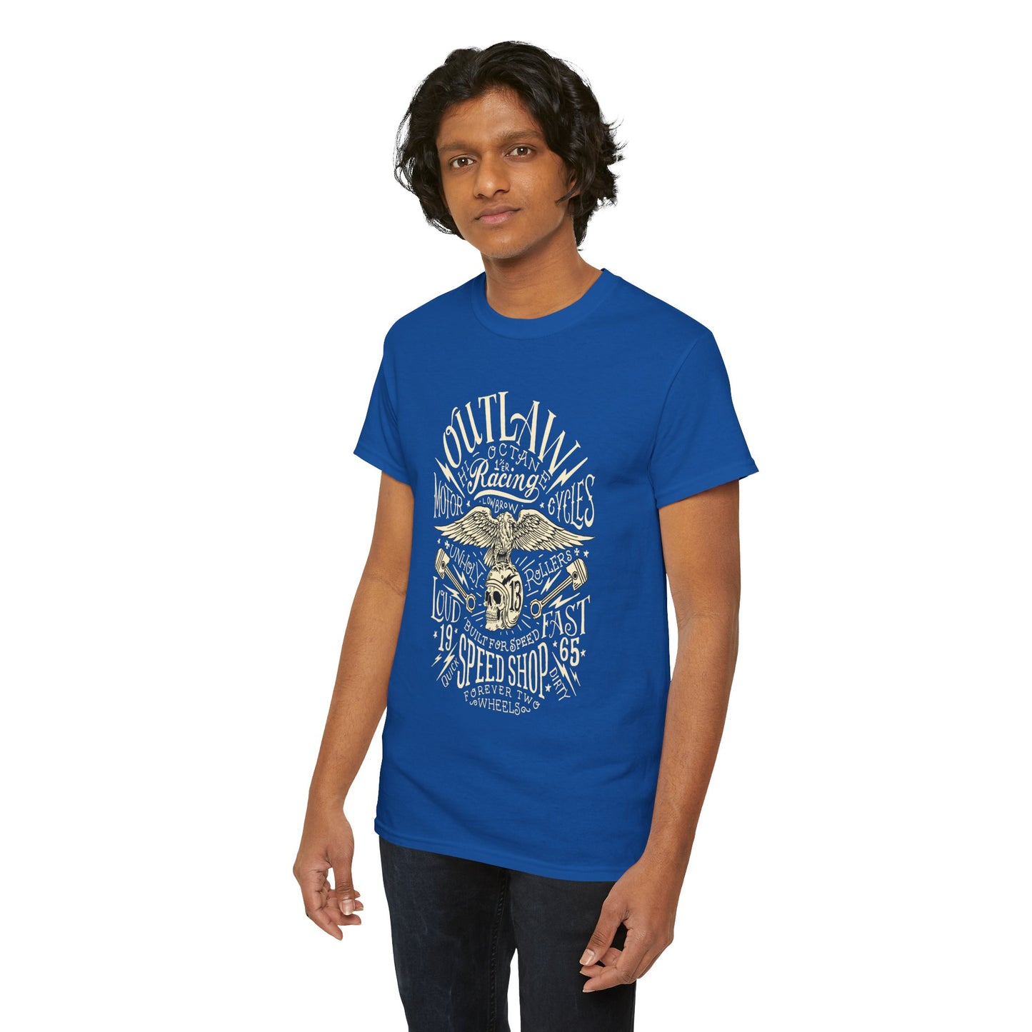 Outlaw Speedshop Biker Tee | Gildan® 5000 Heavy Cotton™ - Bold Design, Durable & Comfortable for Riders