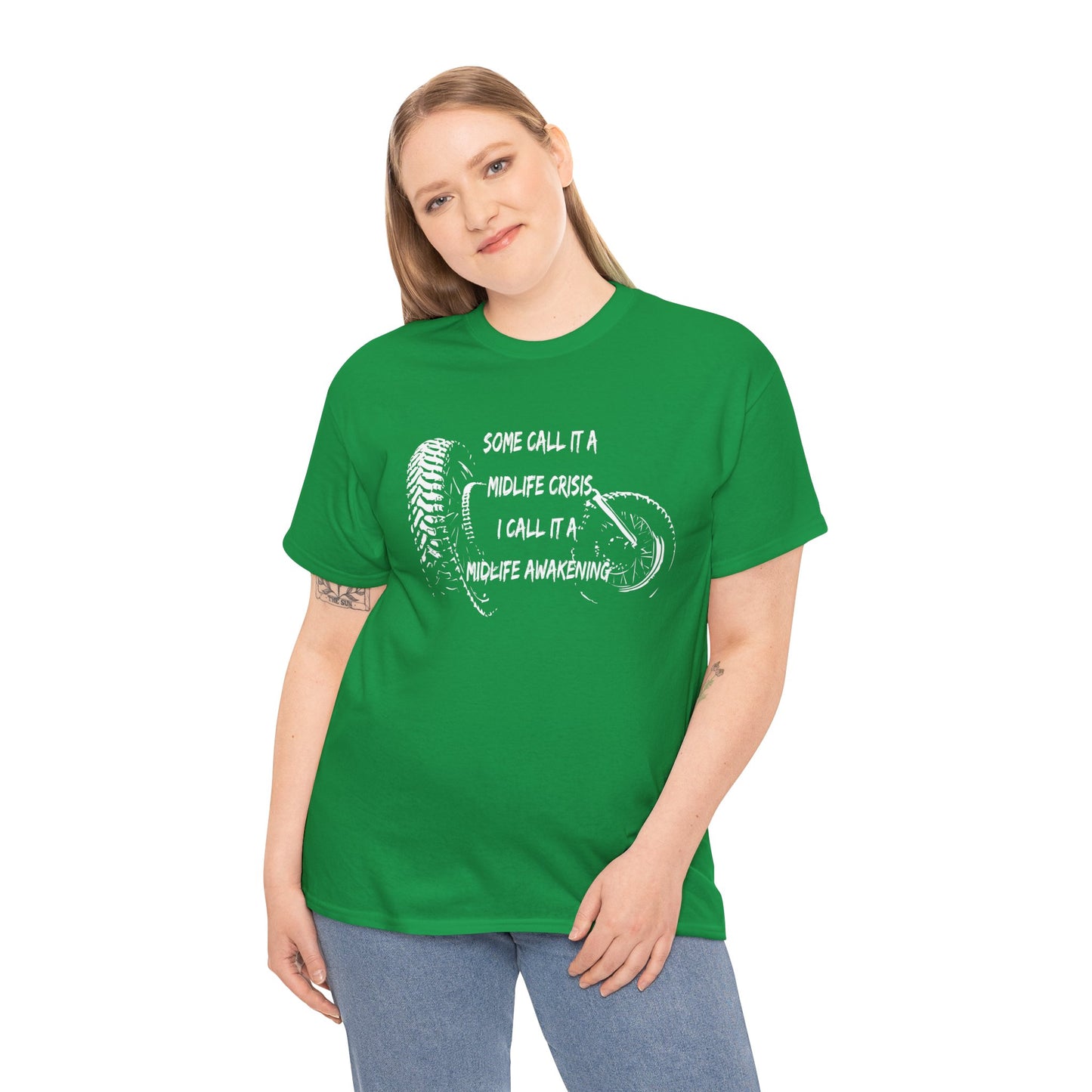 Midlife Crisis Motorcycle Slogan Tee - Gildan® 5000 Heavy Cotton™, For Edgy, Fearless Riders