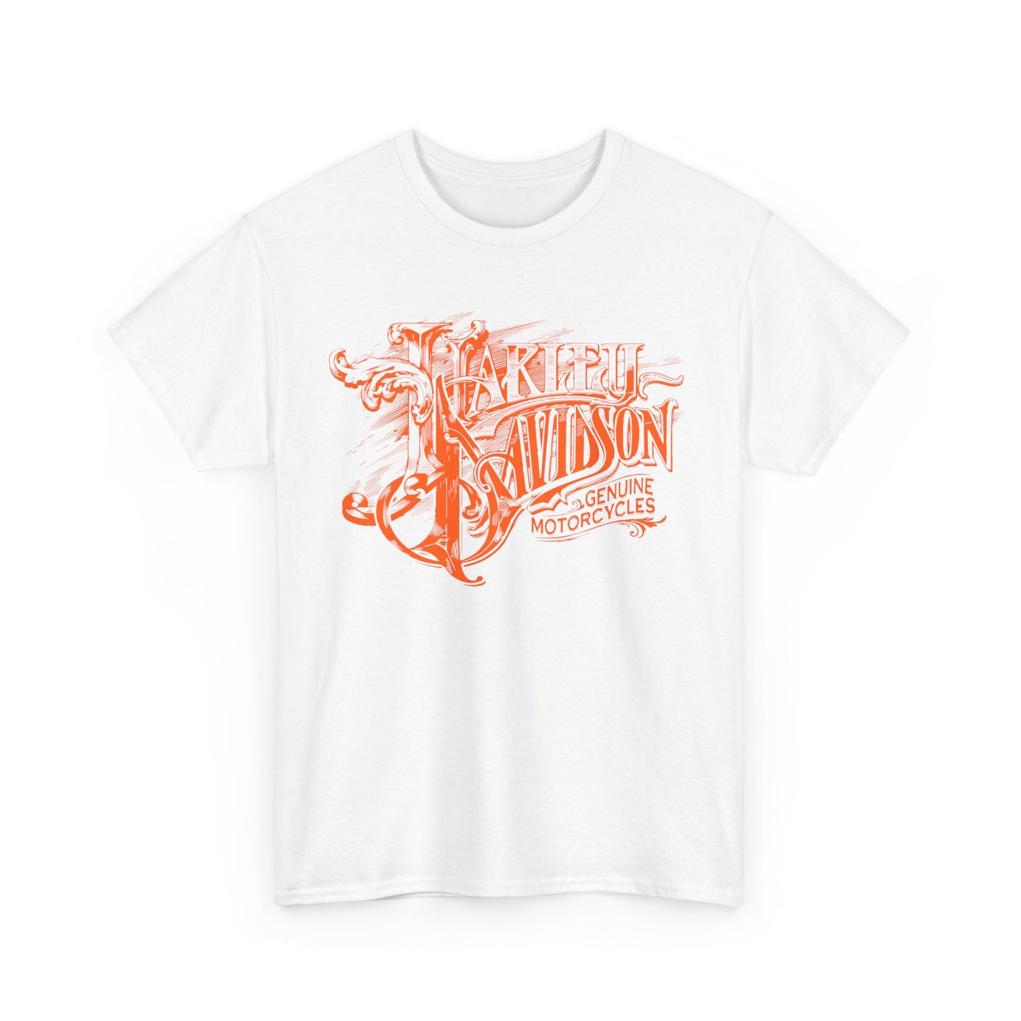 Harley Davidson Text Tee - Gildan® 5000 Heavy Cotton™, Sleek and Stylish Design, Edgy & Comfortable Streetwear