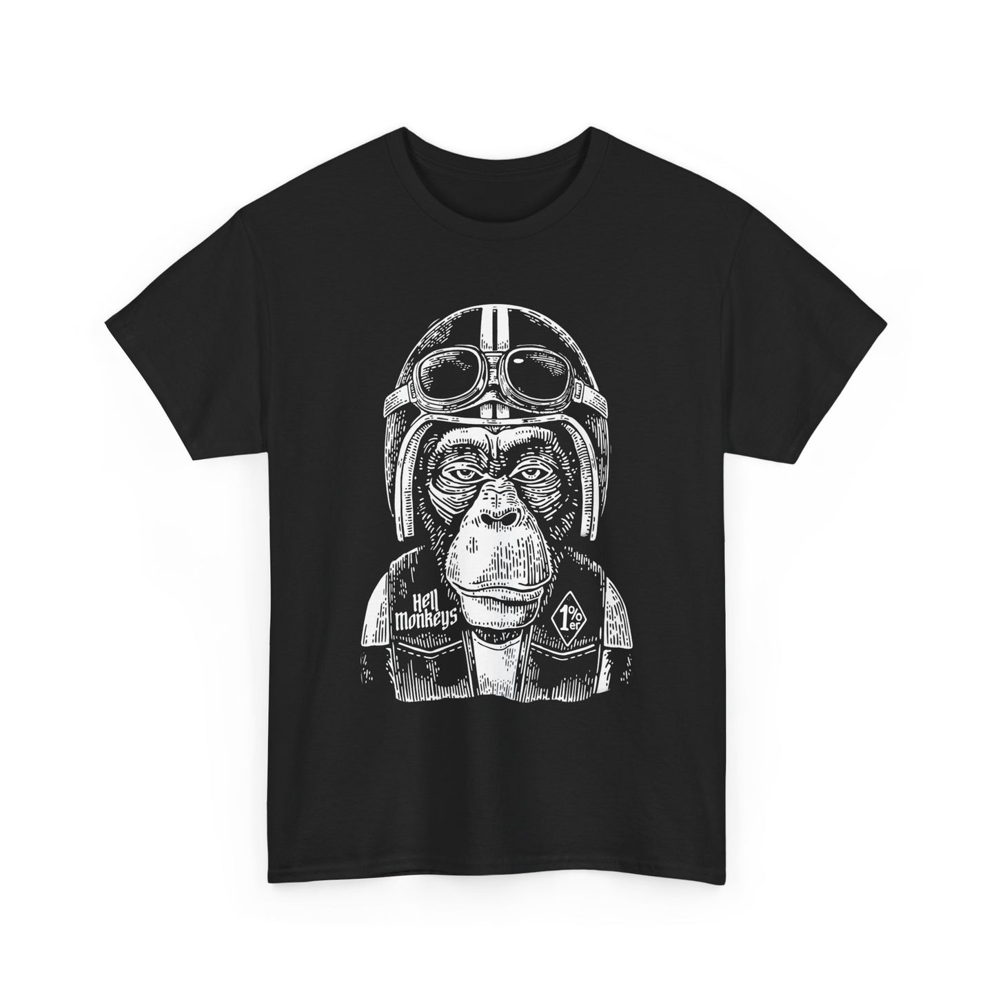 Ride Wild: Hell's Monkey Ape Biker T-Shirt - Gildan® 5000 Heavy Cotton™, Rugged Style for True Bikers