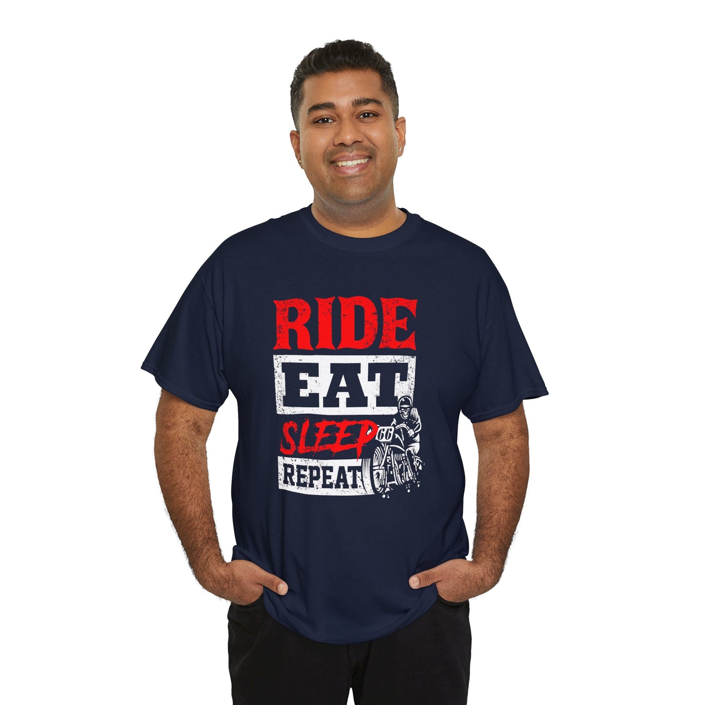 Ride, Eat, Sleep, Repeat Lifestyle Tee | Gildan® 5000 Heavy Cotton™ - Classic Comfort for Bikers