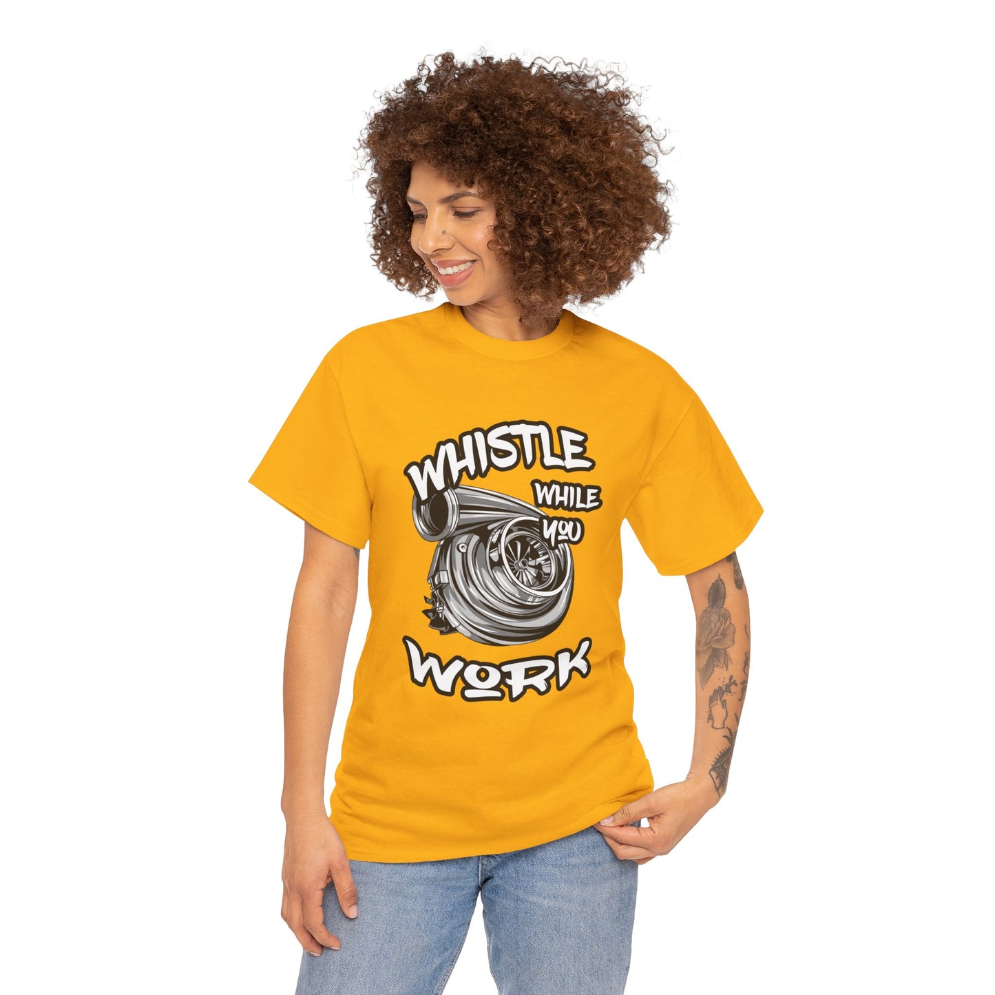Whistle While You Work Trucker Tee - Gildan® 5000 Heavy Cotton™ Adult T-Shirt, Classic Fit & Durable Comfort