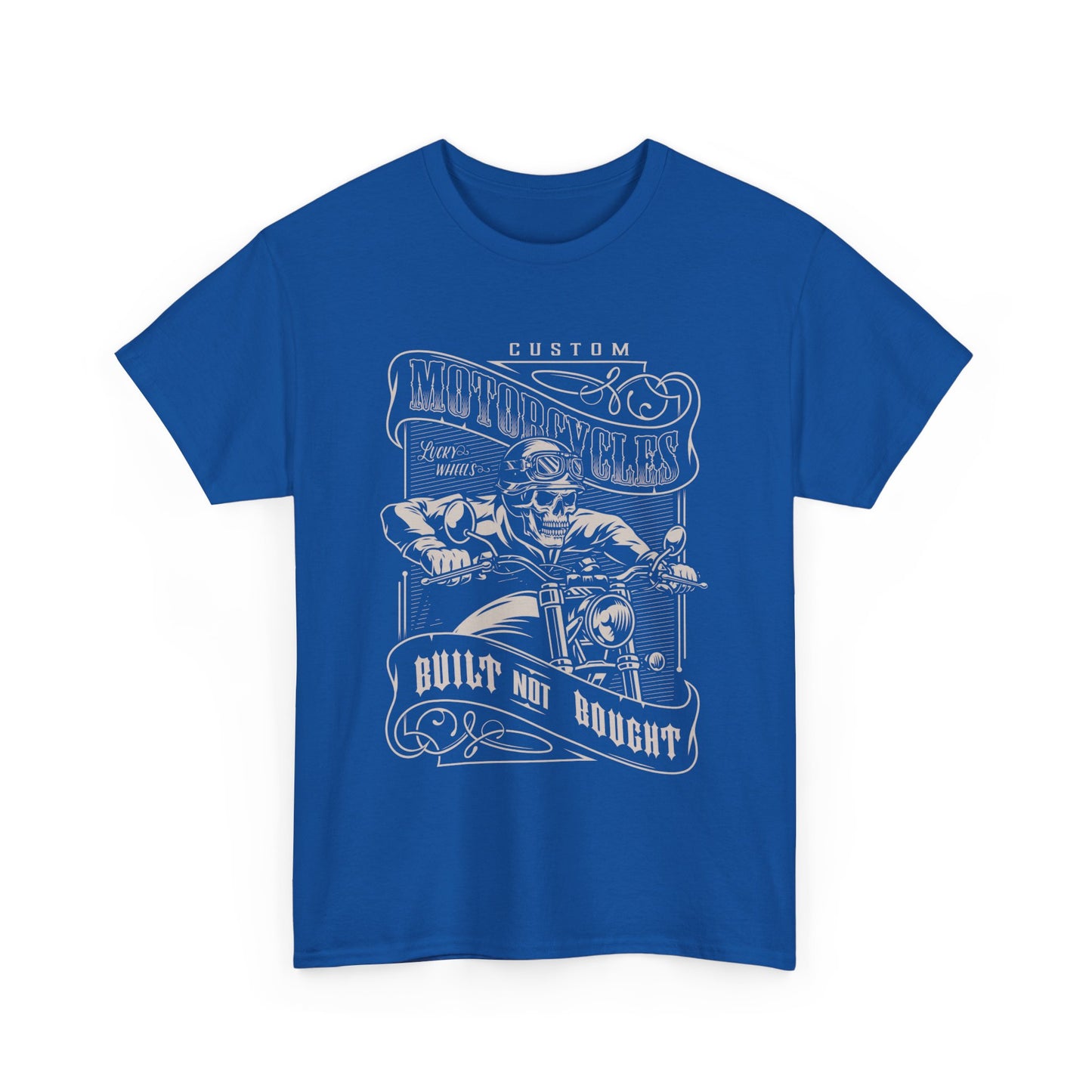 Built Not Bought: Stylish Biker Tee in Heavy Cotton - Classic Fit with a Rib Collar for Added Comfort