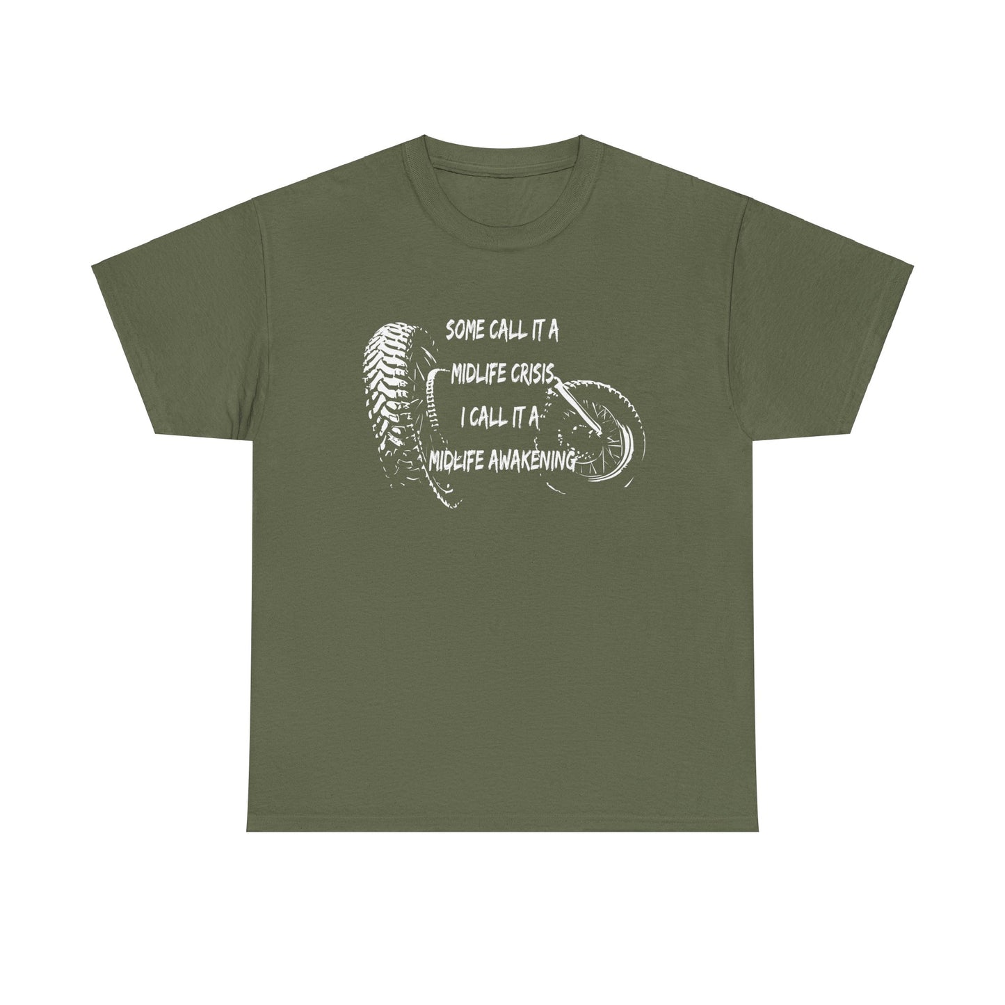 Midlife Crisis Motorcycle Slogan Tee - Gildan® 5000 Heavy Cotton™, For Edgy, Fearless Riders