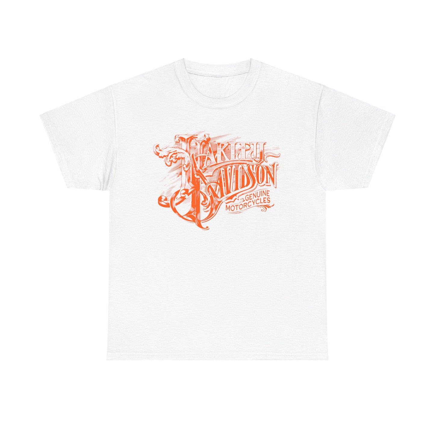 Harley Davidson Text Tee - Gildan® 5000 Heavy Cotton™, Sleek and Stylish Design, Edgy & Comfortable Streetwear