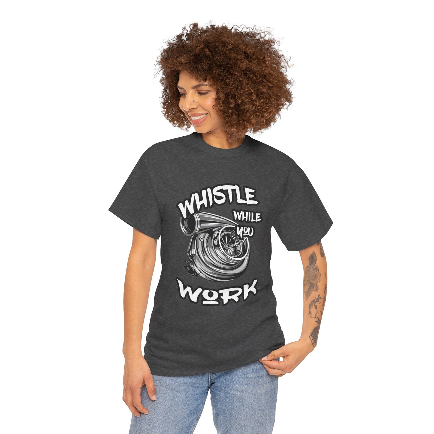 Whistle While You Work Trucker Tee - Gildan® 5000 Heavy Cotton™ Adult T-Shirt, Classic Fit & Durable Comfort