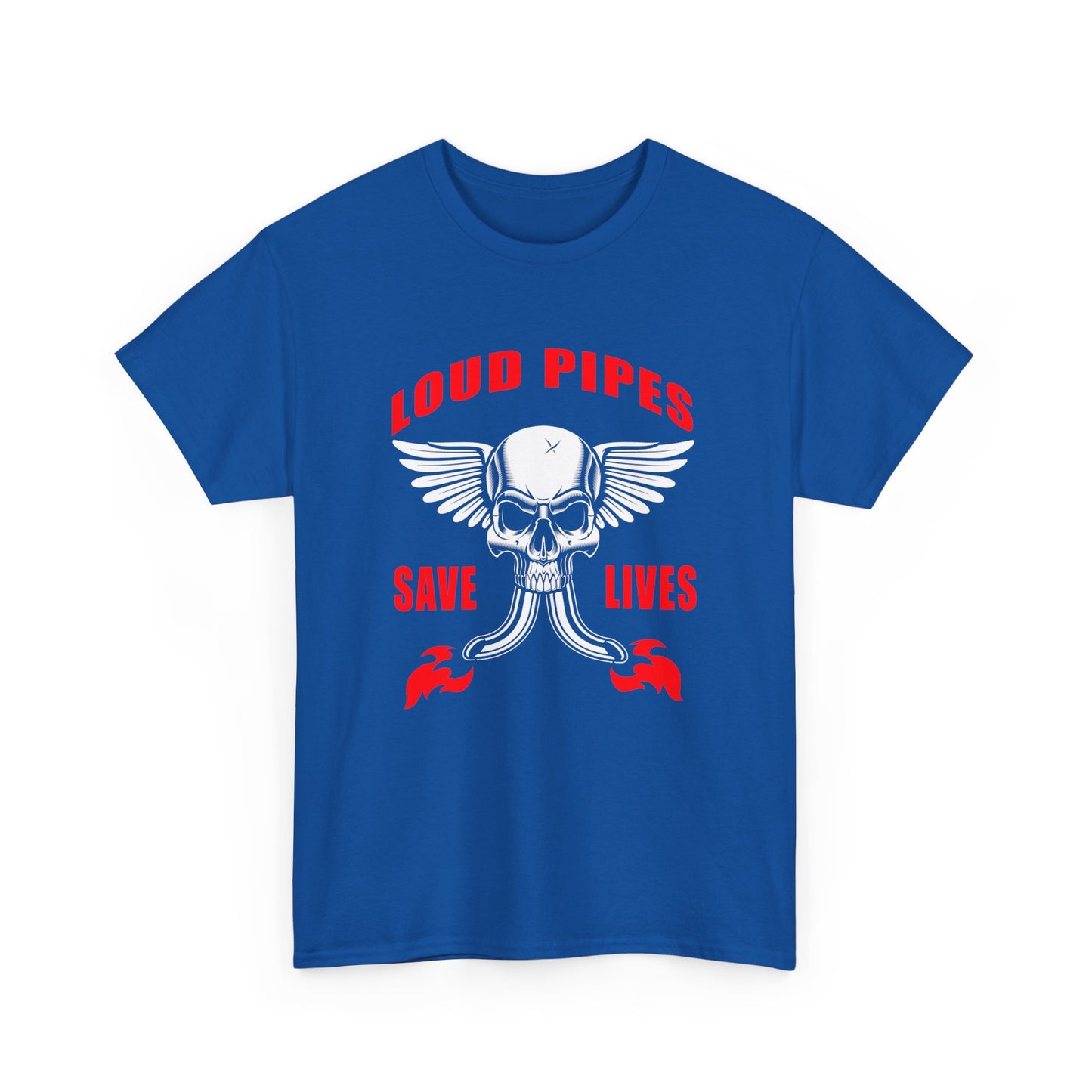 Loud Pipes Save Lives Graphic Tee - Gildan® 5000 Heavy Cotton™, Classic Fit for Passionate Riders