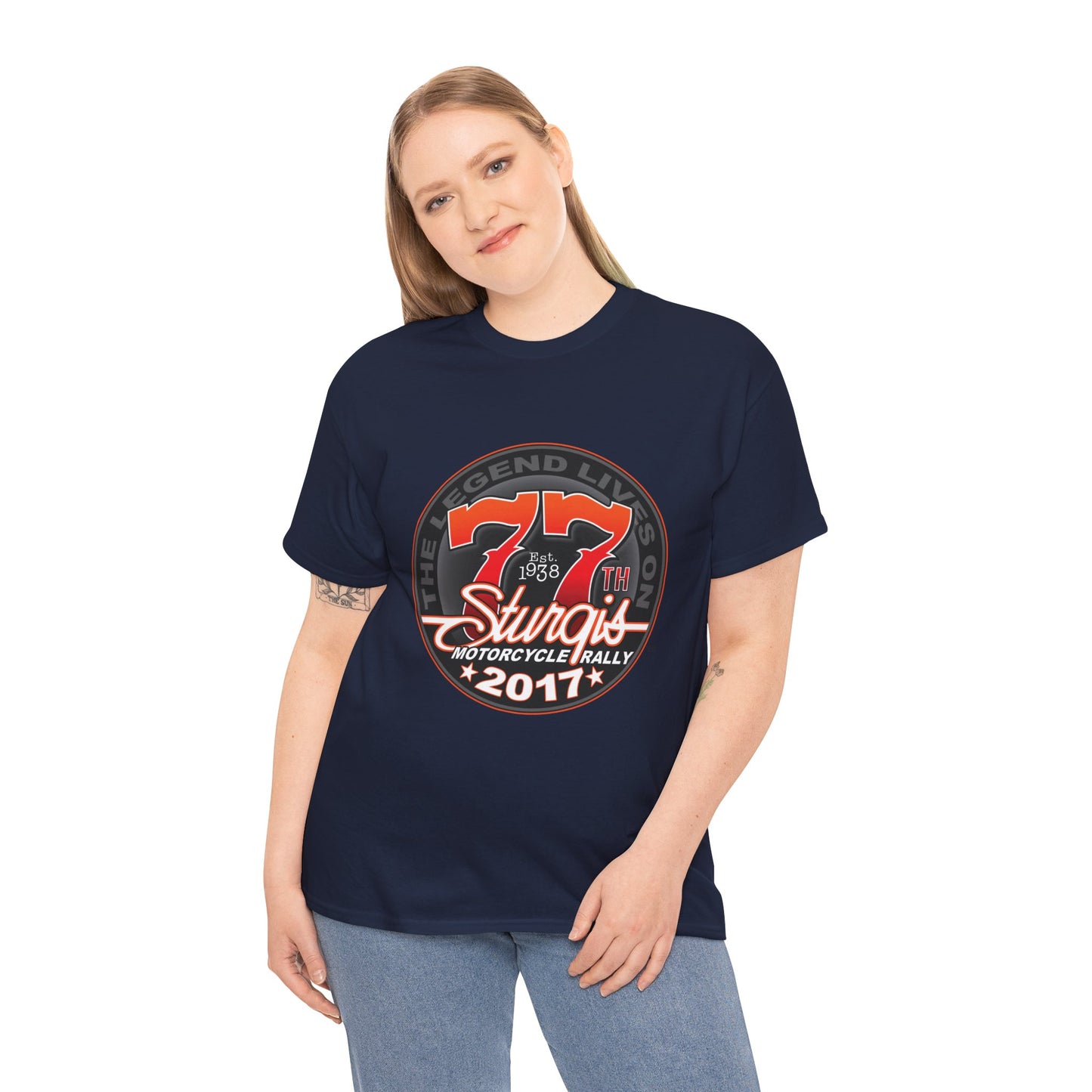 Classic Sturgis 77 2017 Biker Tee - Gildan® 5000 Heavy Cotton™, Edgy Design & Comfort