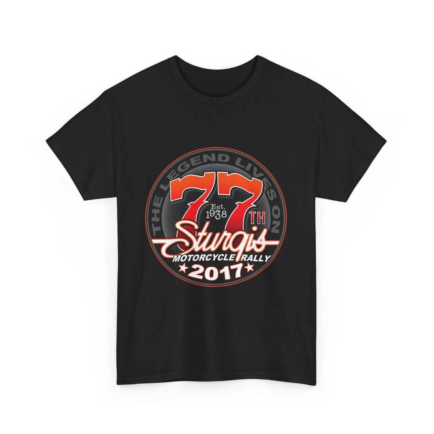 Classic Sturgis 77 2017 Biker Tee - Gildan® 5000 Heavy Cotton™, Edgy Design & Comfort